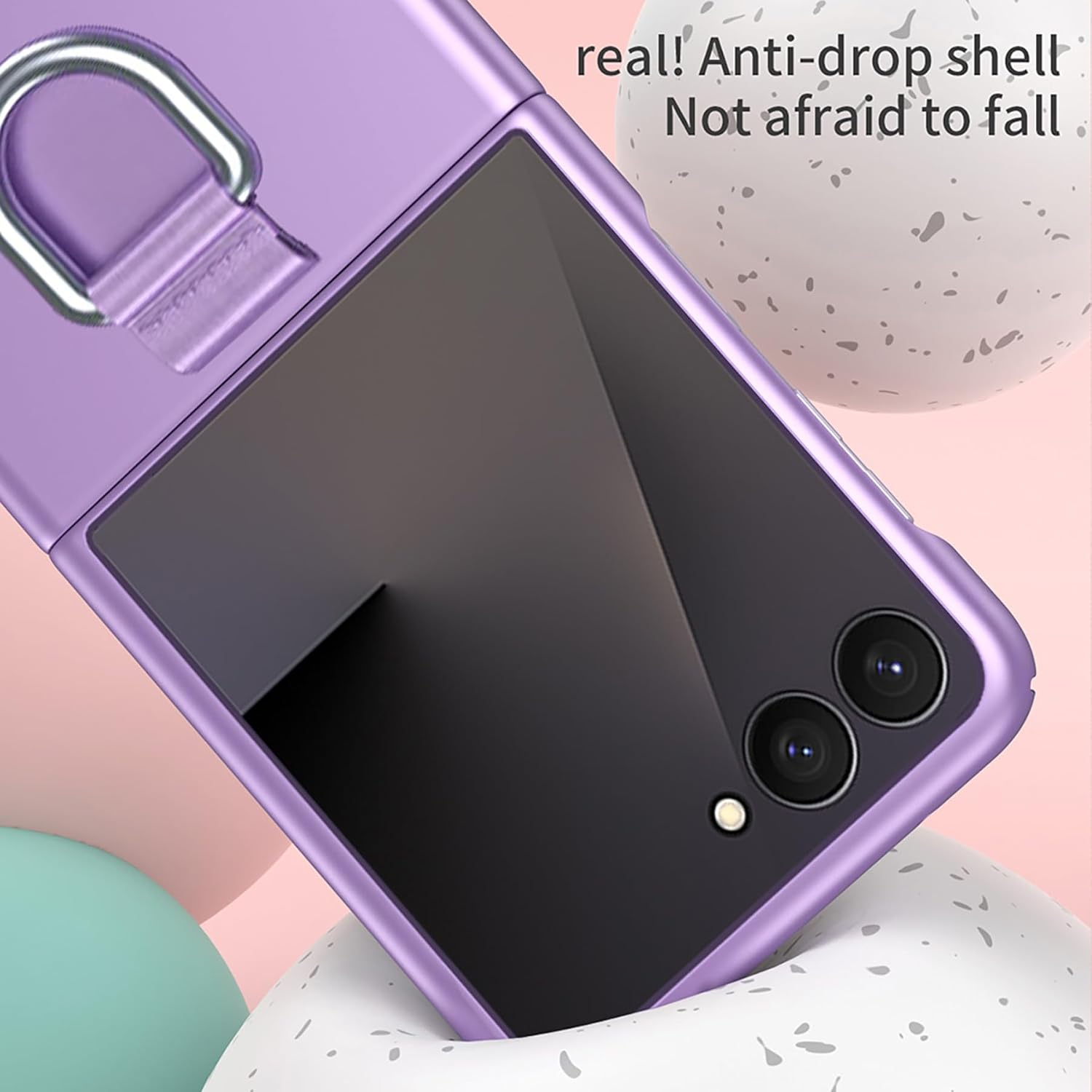 ILING Case for Samsung Galaxy Z Flip 7 5G (Z Flip7 5G) Cover, PC Shockproof Cover, Compatible with Samsung Galaxy Z Flip 7 5G (Z Flip7 5G) Ultra-Thin Matte Phone Case with Ring (Purple) image number 3