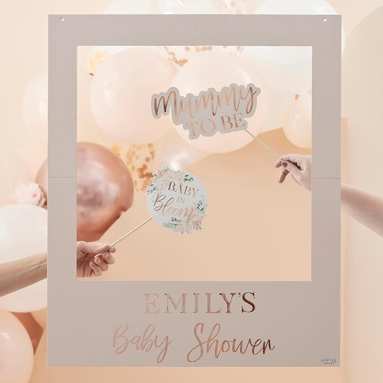 Ginger Ray Baby in Bloom Blush and Rose Gold Customisable Baby Shower Photobooth Frame image number 3