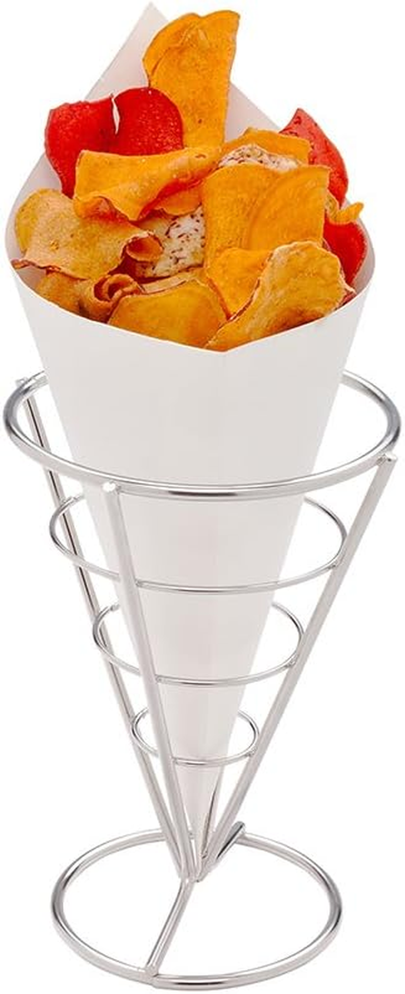 Restaurantware Conetek 10-Inch Eco-Friendly Finger Food Cones: Perfect for Appetizers - Food-Safe Paper Cone with Newsprint Styling - Disposable and Recyclable - 100-CT - Restaurantware image number 5