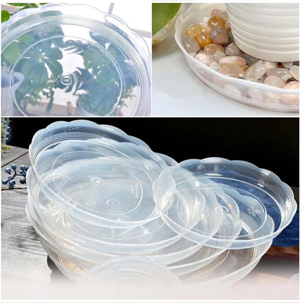 Clear round Plant Saucers,Granmagazz 10 Pacs Plastic Plant Tray,Drip Tray for Indoor Pot Plants Plant Base Saucer for Plant Pots Ideal as Plant Drip Tray (20Cm)