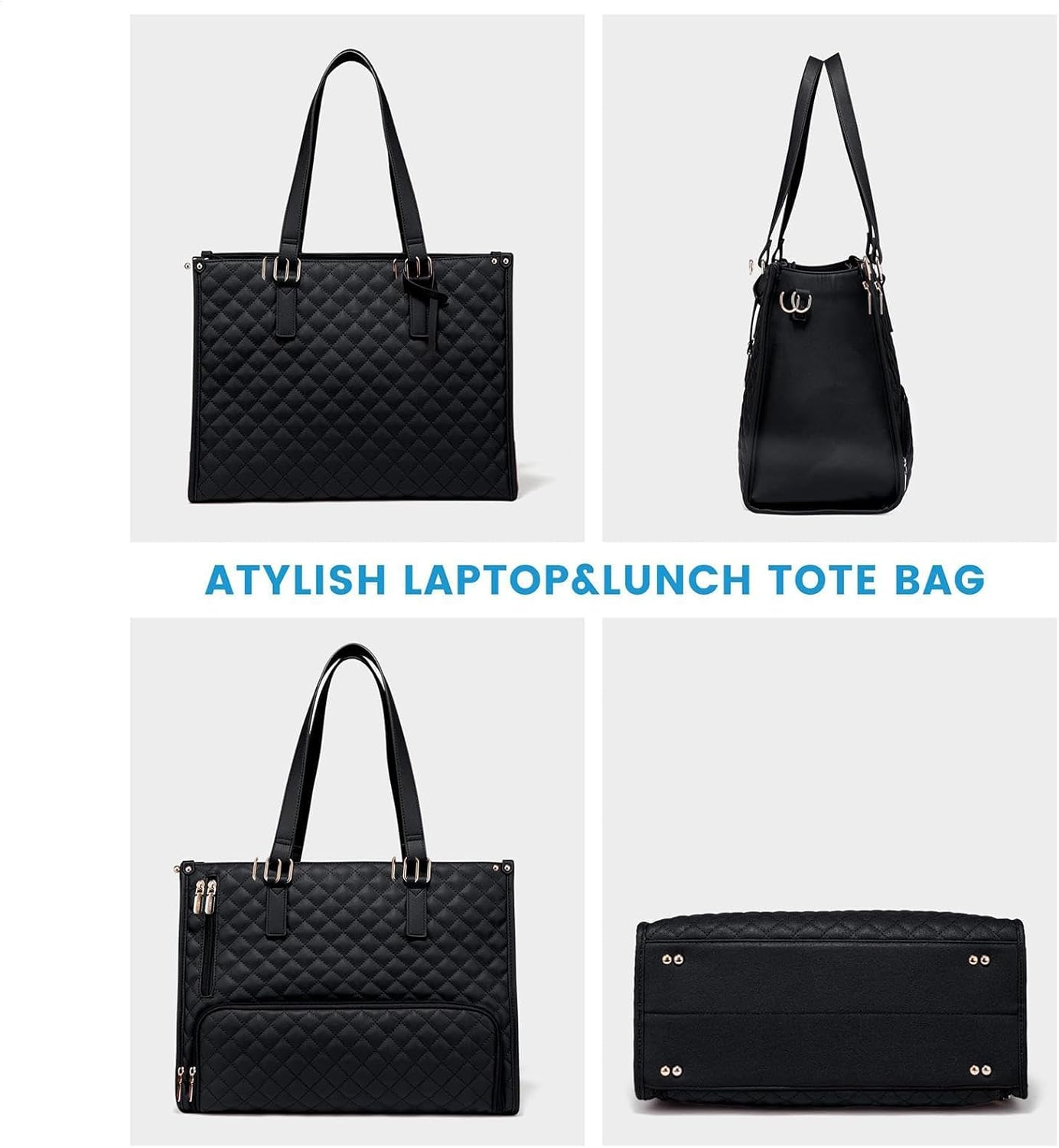 Leoleozz 2 in 1 Lunch Tote Bag, Lunch Bag for Women & Men, Leakproof Insulated Lunch Box Bag, Laptop Bags with Lunch Compartment, Large Capacity Computer Handba-G, Stylish Picnic Bags image number 4