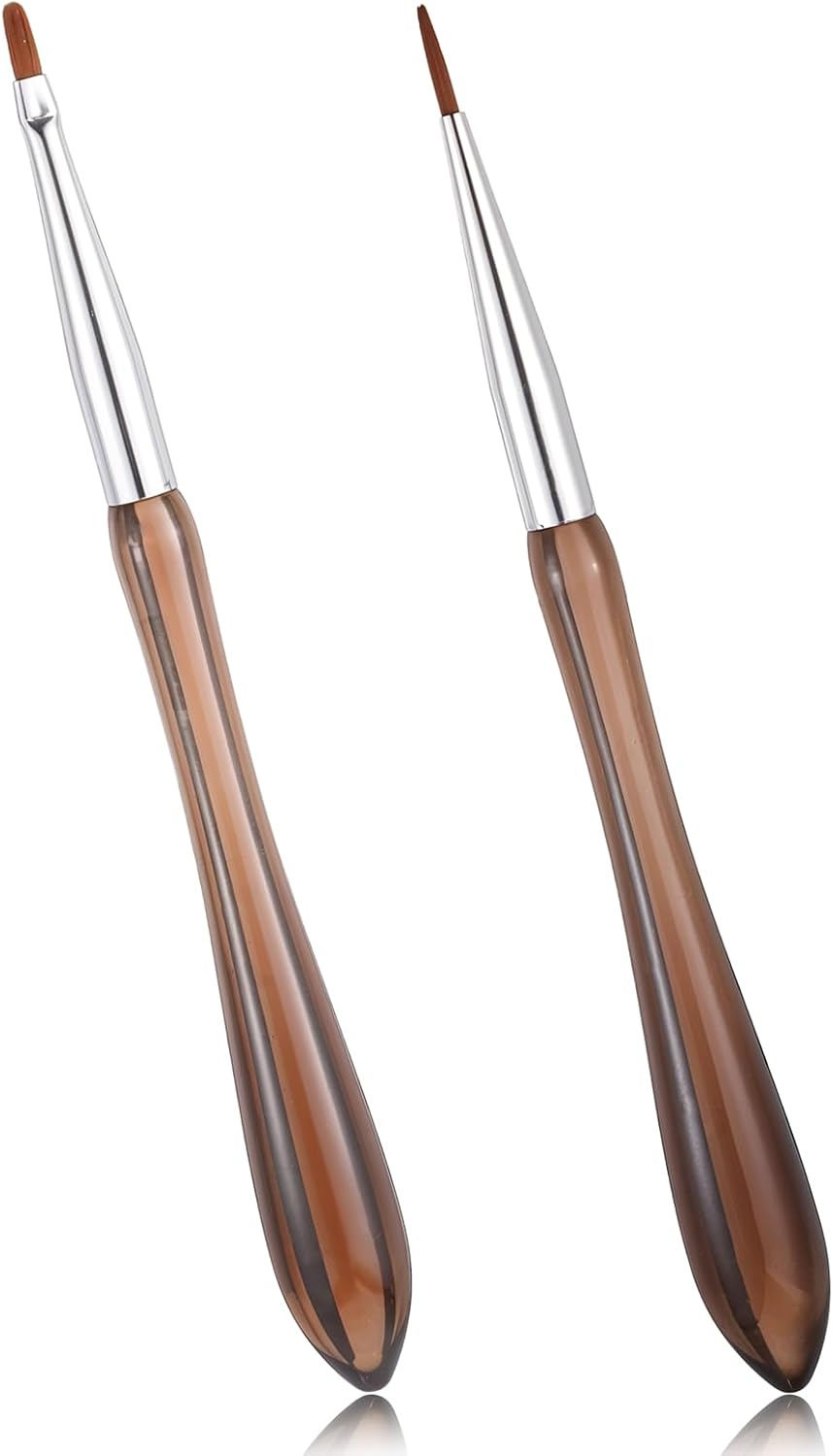 COMNICO 2PCS Nail Art Brushes, Flowers Drawing Pen Versatile Nail Drawing Pen Nailtools Dual End Nailpen Brush Acrylic round Flat Painting for Petals Leaves and Intricate Art Designs image number 1