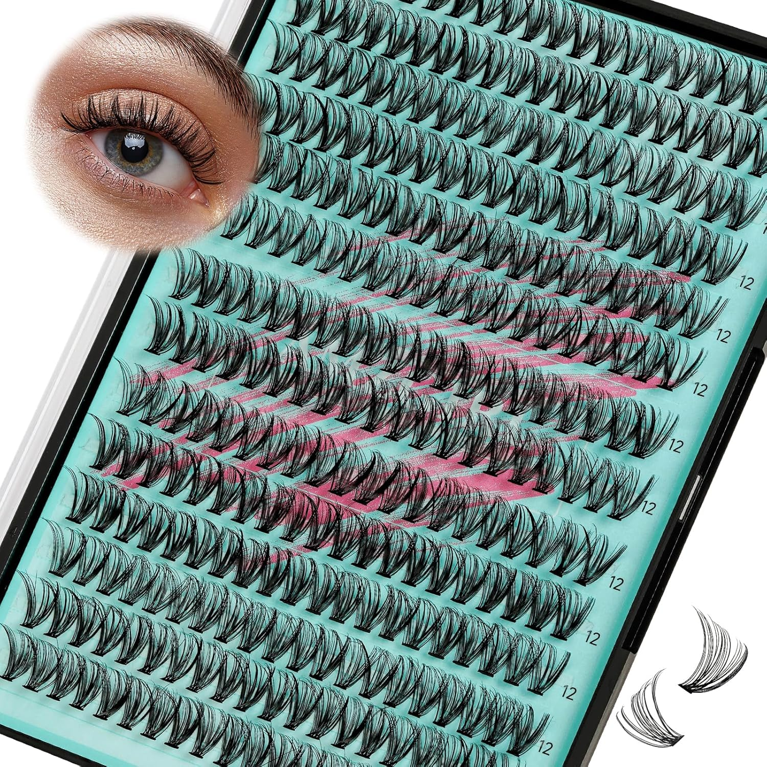 Lash Clusters 280Pcs 30D Eyelashes Cluster D Curl Individual Wispy Lashes Cluster for DIY Cluster Eyelash Extensions at Home for Beginners (30D,10Mm)