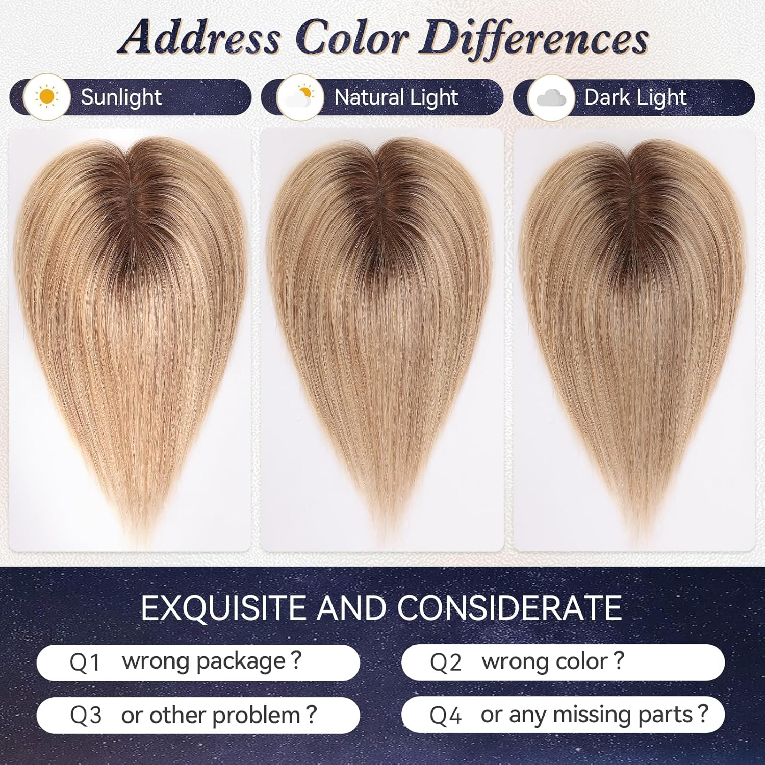 Starluck Real Human Hair Toppers for Women 10Inch-Suitable for Thinning Hair No Bangs 3 * 4.5Inches Swiss Base Hand-Tied & 3 Secure Clips(4T10/16#)