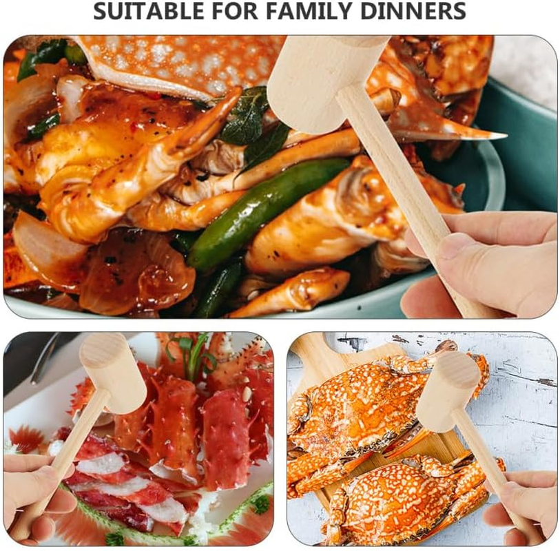 KOMBIUDA 15Pcs Wooden Crab Mallets - Small Seafood Shellfish Hammers Dessert Making Mallet for Cakes Crabs and Lobsters Kitchen Utensil for Family Dinners