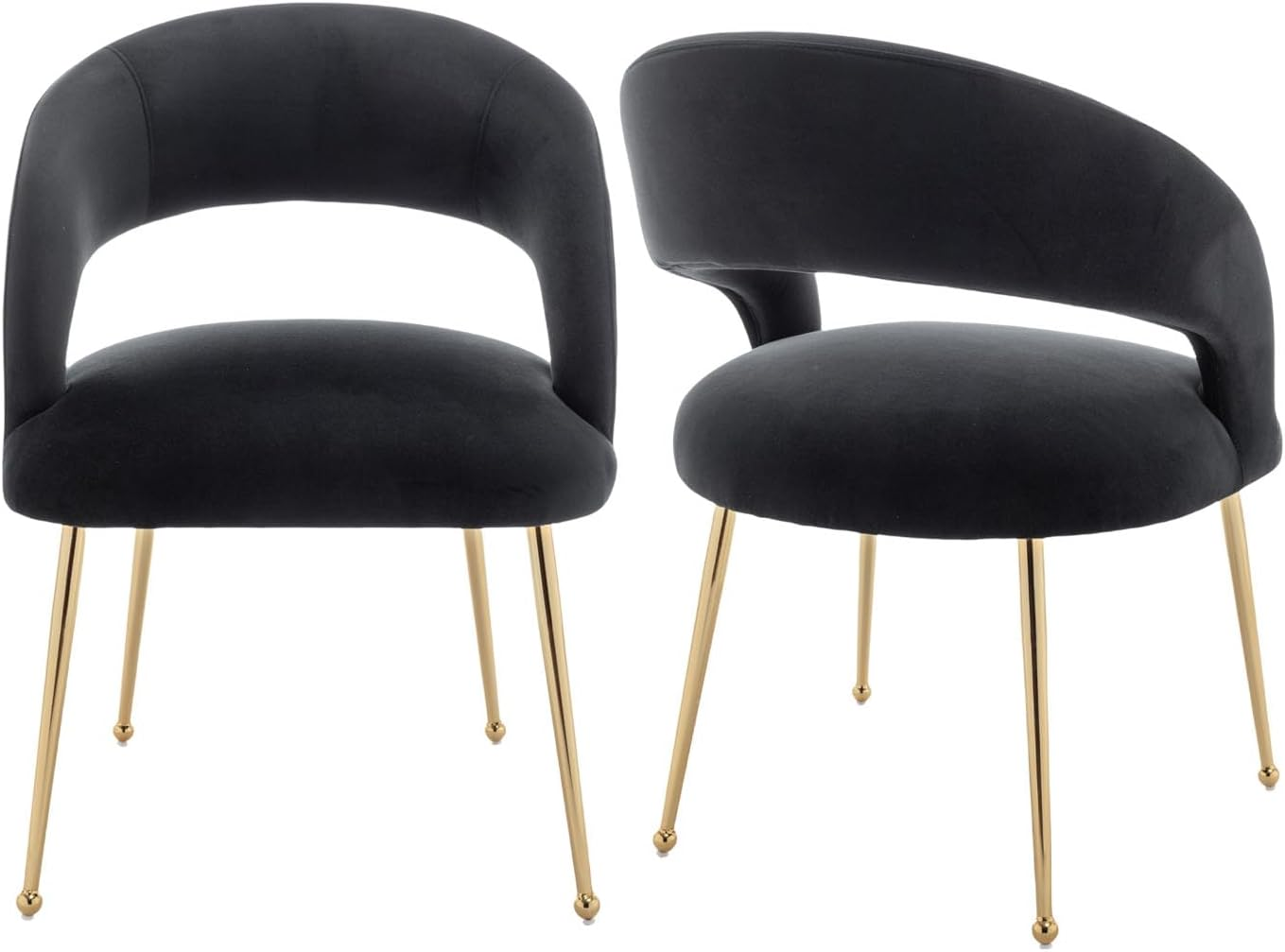 SEYNAR Dining Modern Chairs, Velvet Upholstered Accent Chairs with Gold Legs,Tufted Dining Room Chair Set of 2 for Living Room Reception Room Bedroom Study Room(Green)