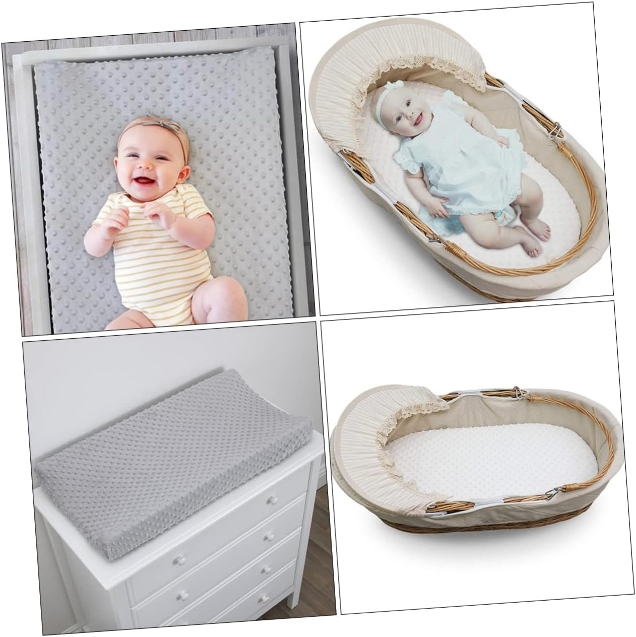 2Pcs Baby Changing Pad Cover and Changing Table Protector Set Polyester Fabric Detachable and Washable for Boys and Girls