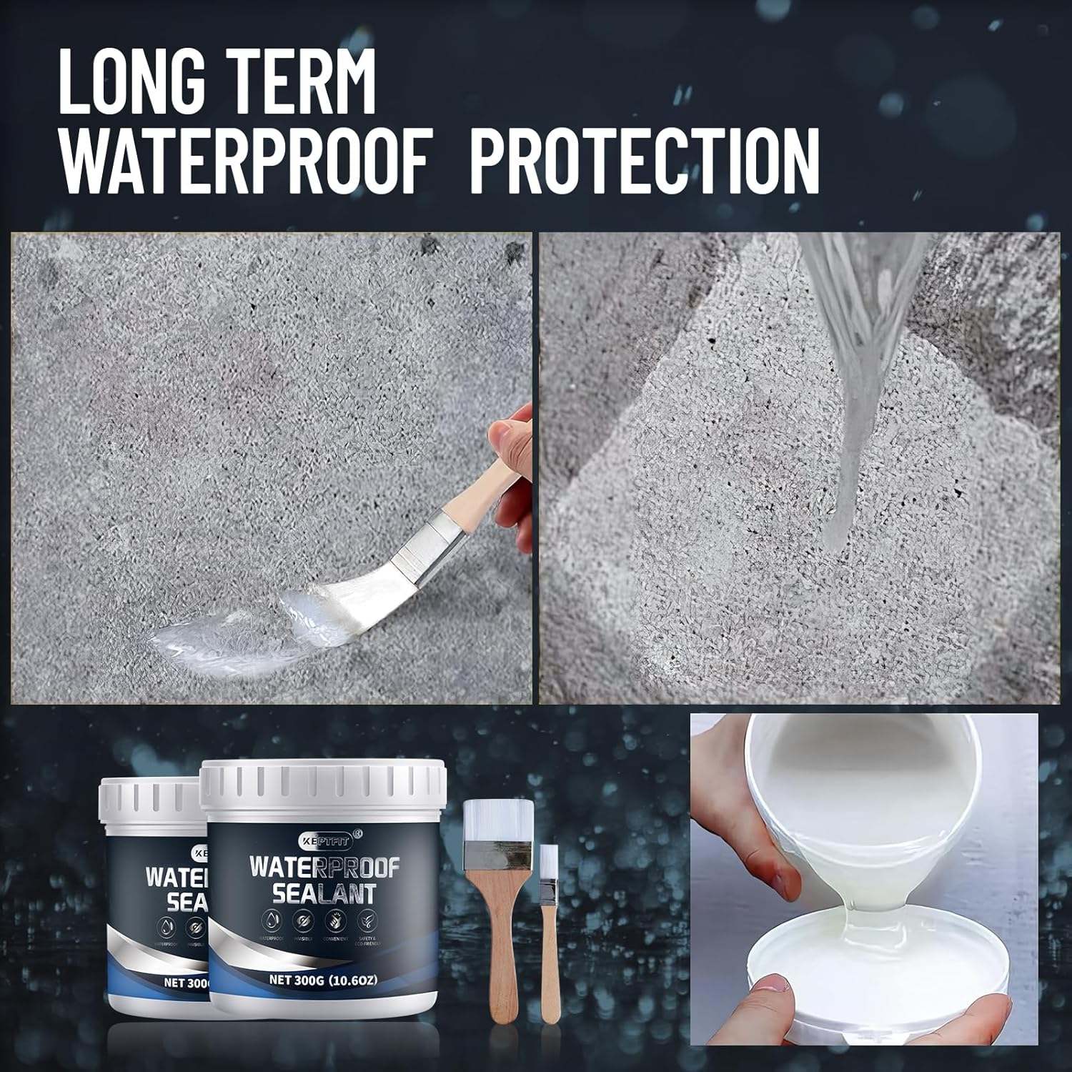 Invisible Waterproof Agent, 2 * 10Oz Transparent Waterproof Sealant, Transparent Waterproof Coating Agent, Invisible Waterproof Anti-Leakage Agent, Indoor Outdoor Repairing Leak Waterproof Adhesive image number 3