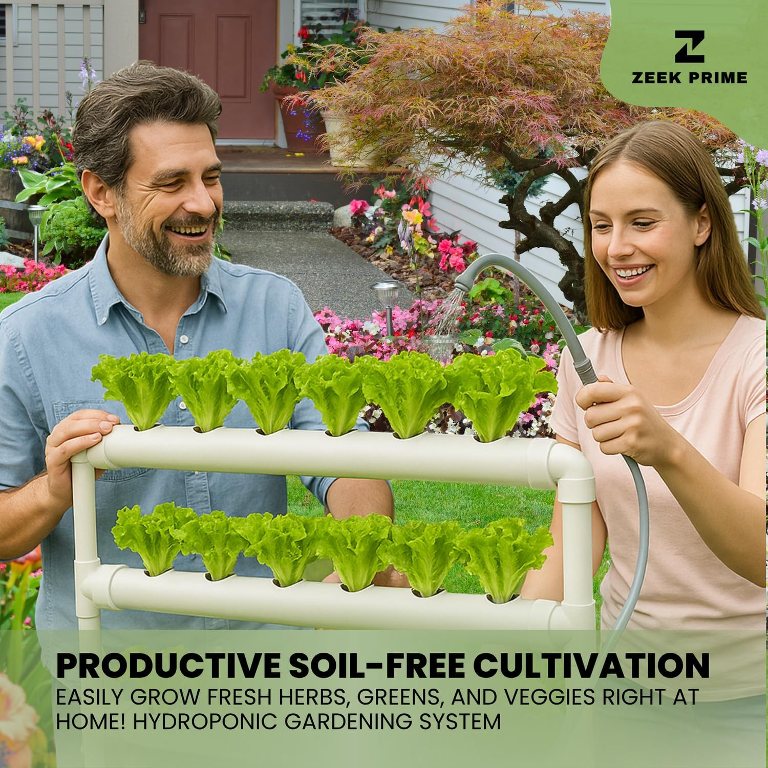 ZEEK PRIME - Hydroponic Growing System &ndash; 36-Site Vertical PVC Garden with AU/US Plug, Water Circulation, Soft Tube & Planting Baskets | Indoor & Outdoor Soil-Free Planter (White) image number 6