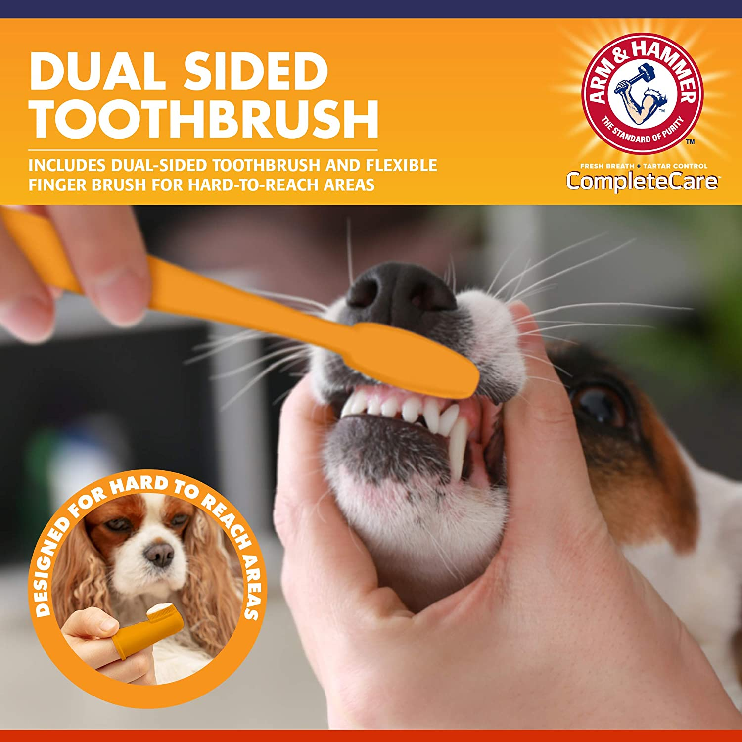 Arm & Hammer Complete Care Dog Dental Kit - Includes: 67.5Gtoothpaste (Chicken), Double Side Toothbrush, Rubber Finger Brush image number 5