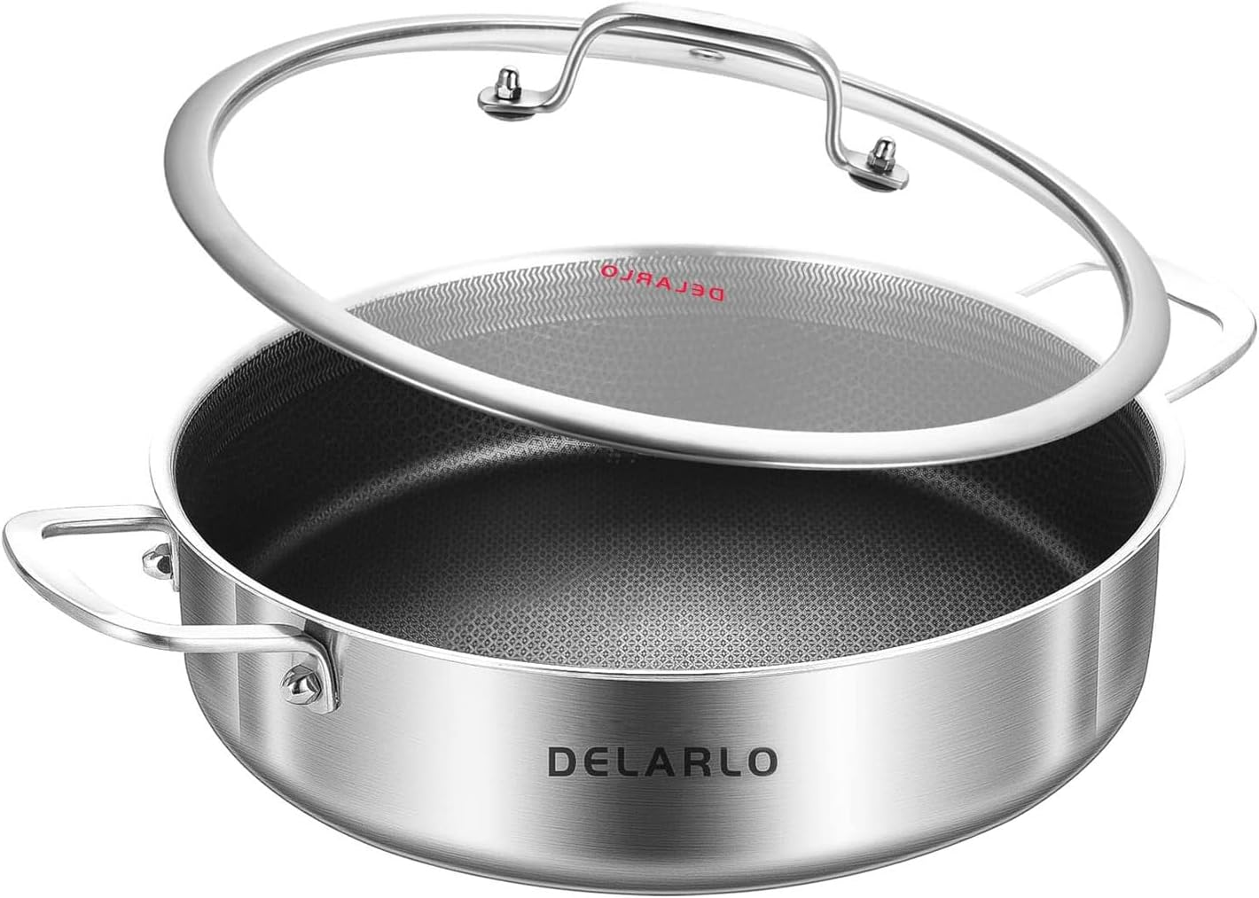 Delarlo Tri-Ply Stainless Steel 11 Inch Everyday Pan with Lid, Kitchen Everything Pan, Chef'S Pans, Induction Deep Saute Pan, High Side Cooking Pot 3.5QT, Oven Safe Stock Pot, up to 600℉ image number 5