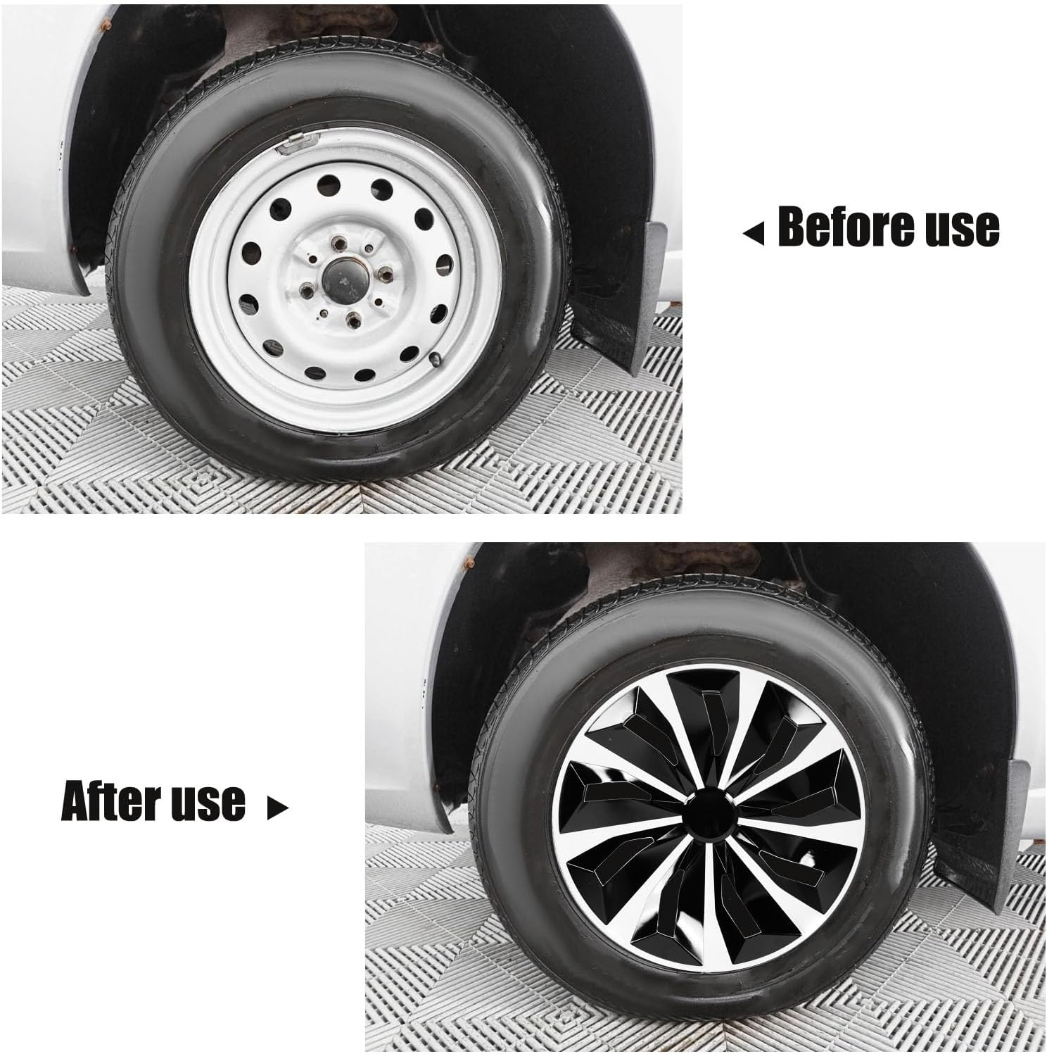 Jiawu 15 Inch Hubcaps, Set of 4 Wheel Rim Cover, Universal R15 Hub Caps for Car Pickup Truck SUV, Snap on Replacement ABS Exterior Accessories image number 2