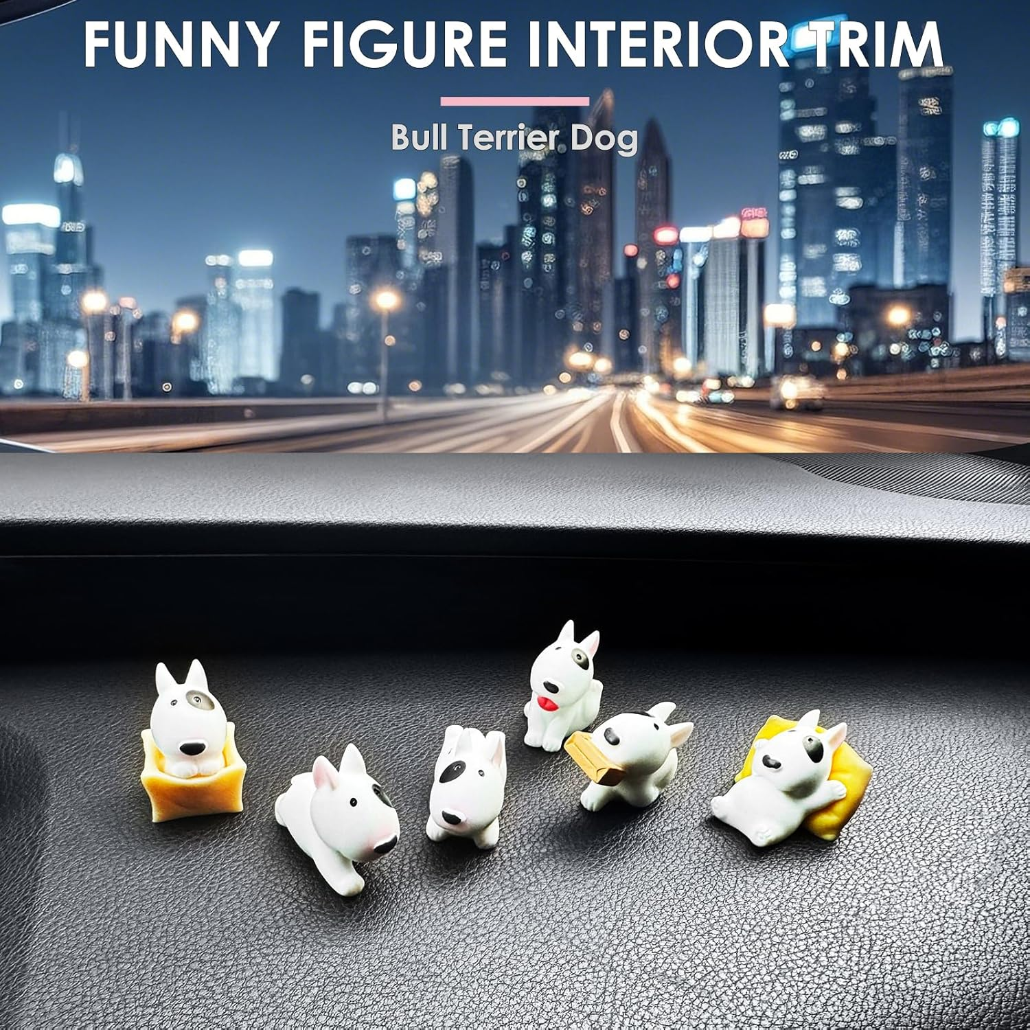 6 Pcs Cartoon Bull Terrier Dog Decor Interior Rearview Mirror Accessories Cute Figure Ornaments Dashboard Decorations Funny Trim Creative Decorate Exterior Unique Small Gifts for Truck Sedan Owners image number 3