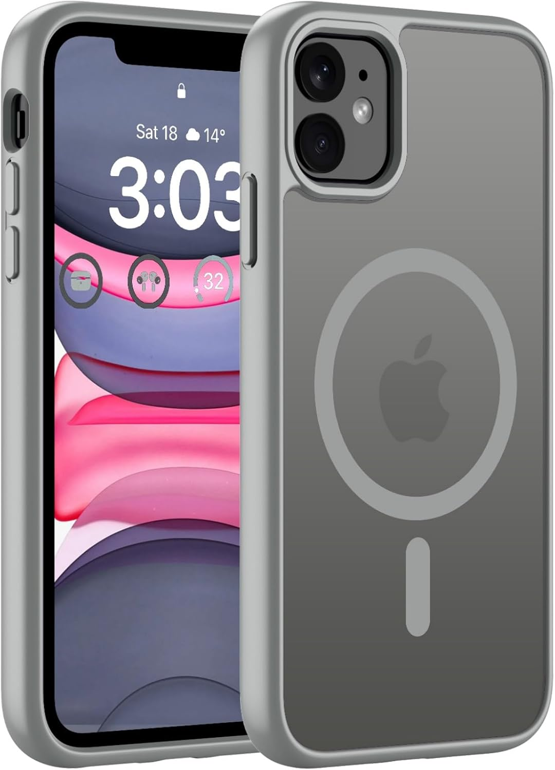 ORDA Magnetic Case for Iphone 13 Mini 5.4 Inch Compatible with Magsafe, Translucent Matte Back Camera Protection Shockproof Mobile Phone Case for Iphone 13 Mini Grey