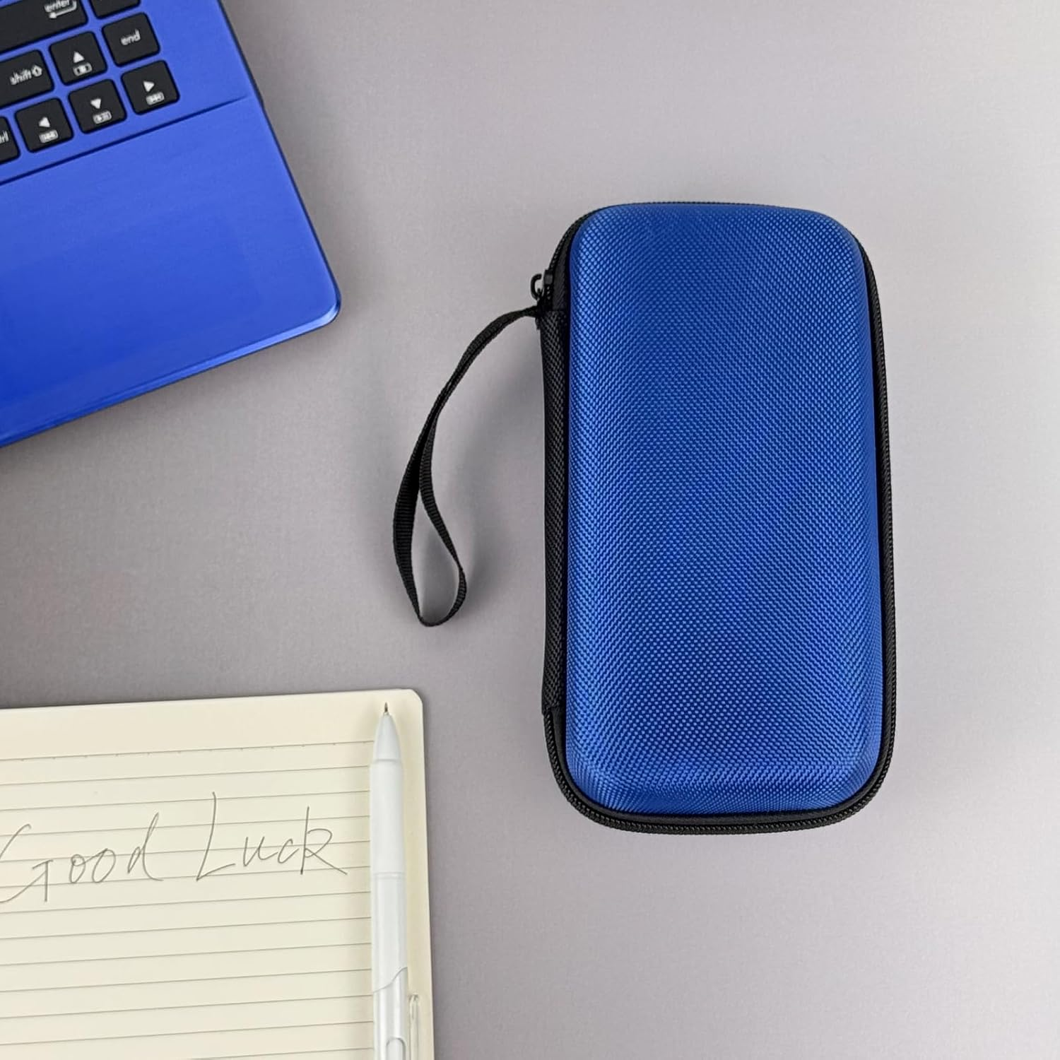 Neehows Universal Portable Hard EVA Carrying Case for Power Bank External Hard Drive Cell Phone USB Charging Cable Cord, Shockproof Protective Electronic Organizer Zipper Enclosure -Blue