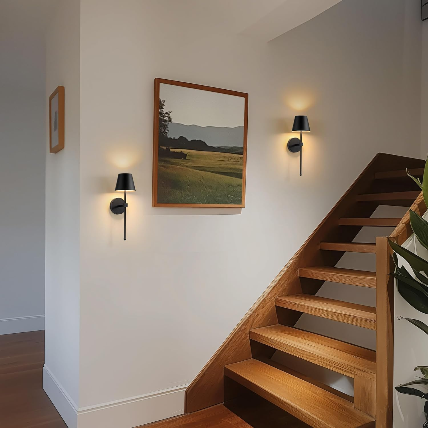 Wall Light Battery Operated Sconce Set of 2, Not Hardwired Fixture,Wall Sconce with Remote Dimmable Light Bulb,Easy to Install Not Wires,For Bedroom, Lounge, Farmhouse image number 3