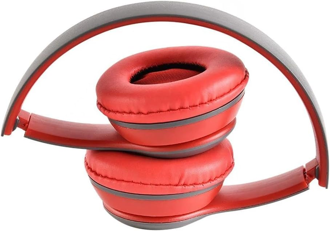 Ziyan Wireless Bluetooth Headset, Foldable Wireless Sports Headphones with Hifi Stereo Sound, for Travel in the Home Office, Outdoor, Transport, Travel, Study, (Red) - Black image number 2