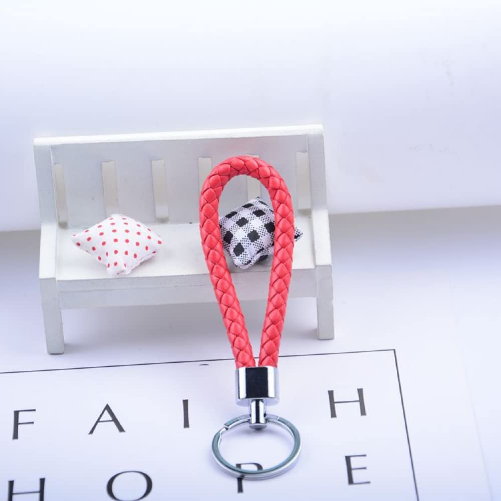 5 Colors Braided PU Leather Strap Keyring Keychain, Leather Keyring, Personalised Keychain, Car Key Chain Ring DIY Rope Keyring for Men or Women - Black image number 4