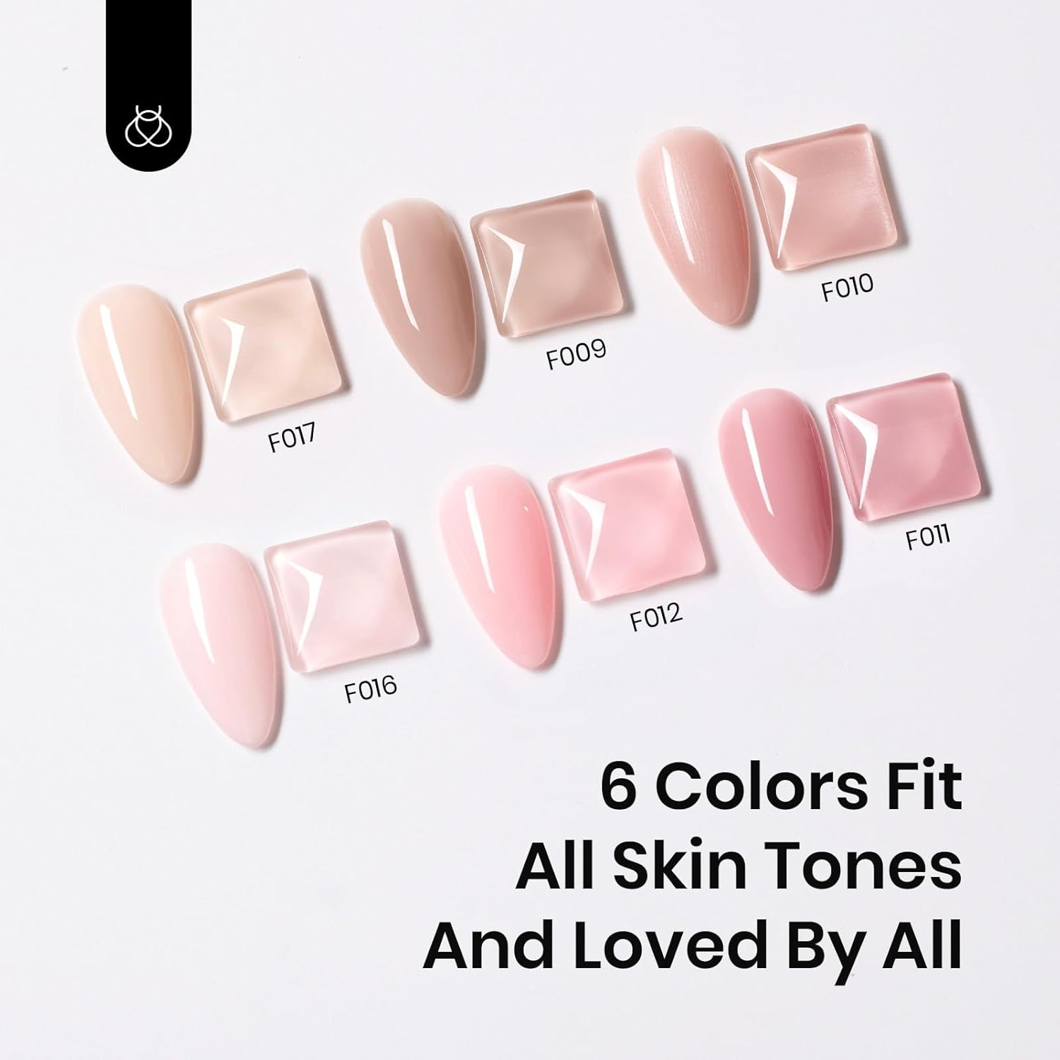 Beetles Color Base Gel Nail Polish, 6 Colors Nude Gel Polish Pink Nail Polish Peach Pink Nail Polish Neutral Sheer Colors Strengthener Soak off Nail Art Manicure DIY at Home