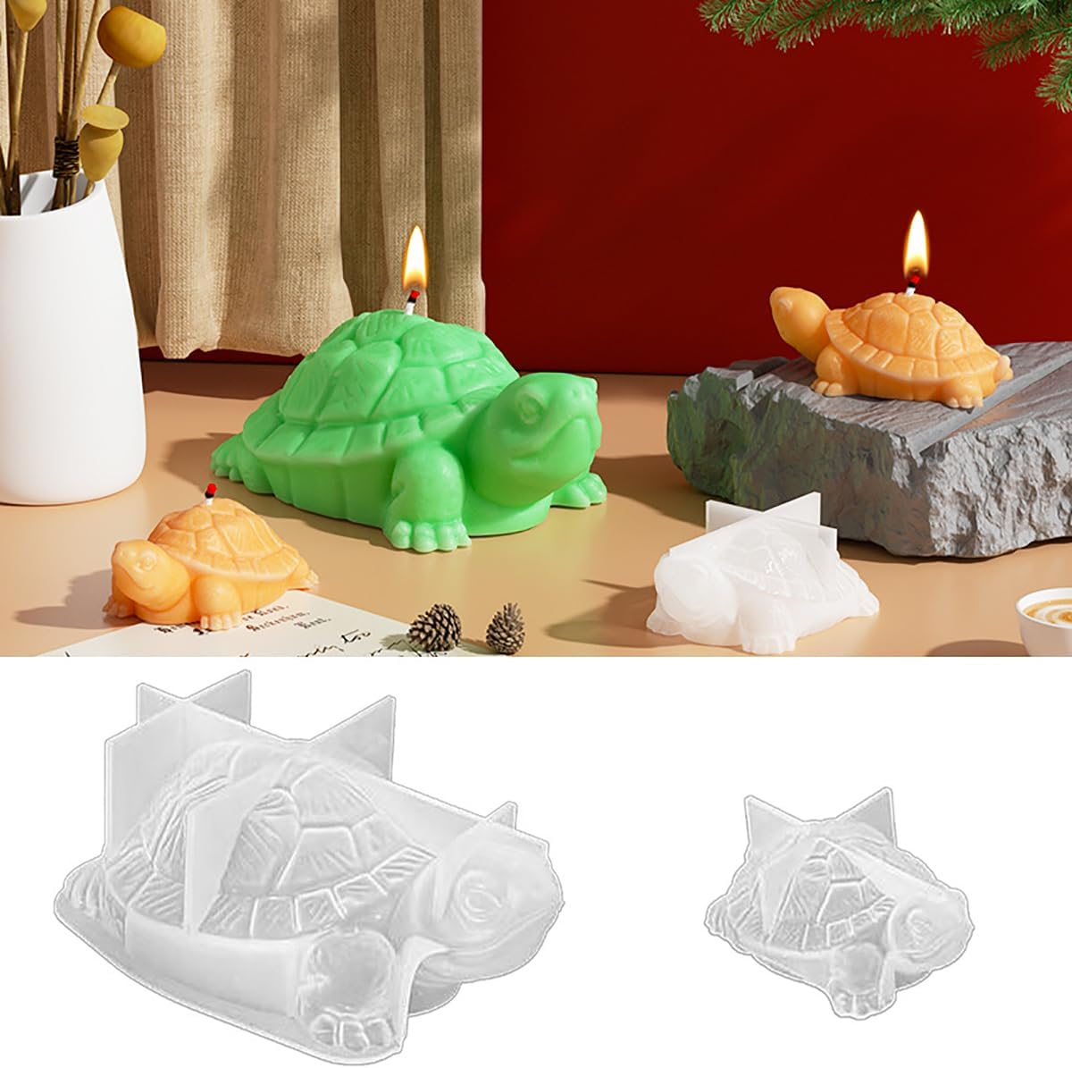 3D Sea Turtle Resin Molds, AFUNTA 2 PCS Animal Epoxy Resin Molds Tortoise Candle Mold, DIY Resin Ornament Molds for Resin Craft, Home Decor image number 6