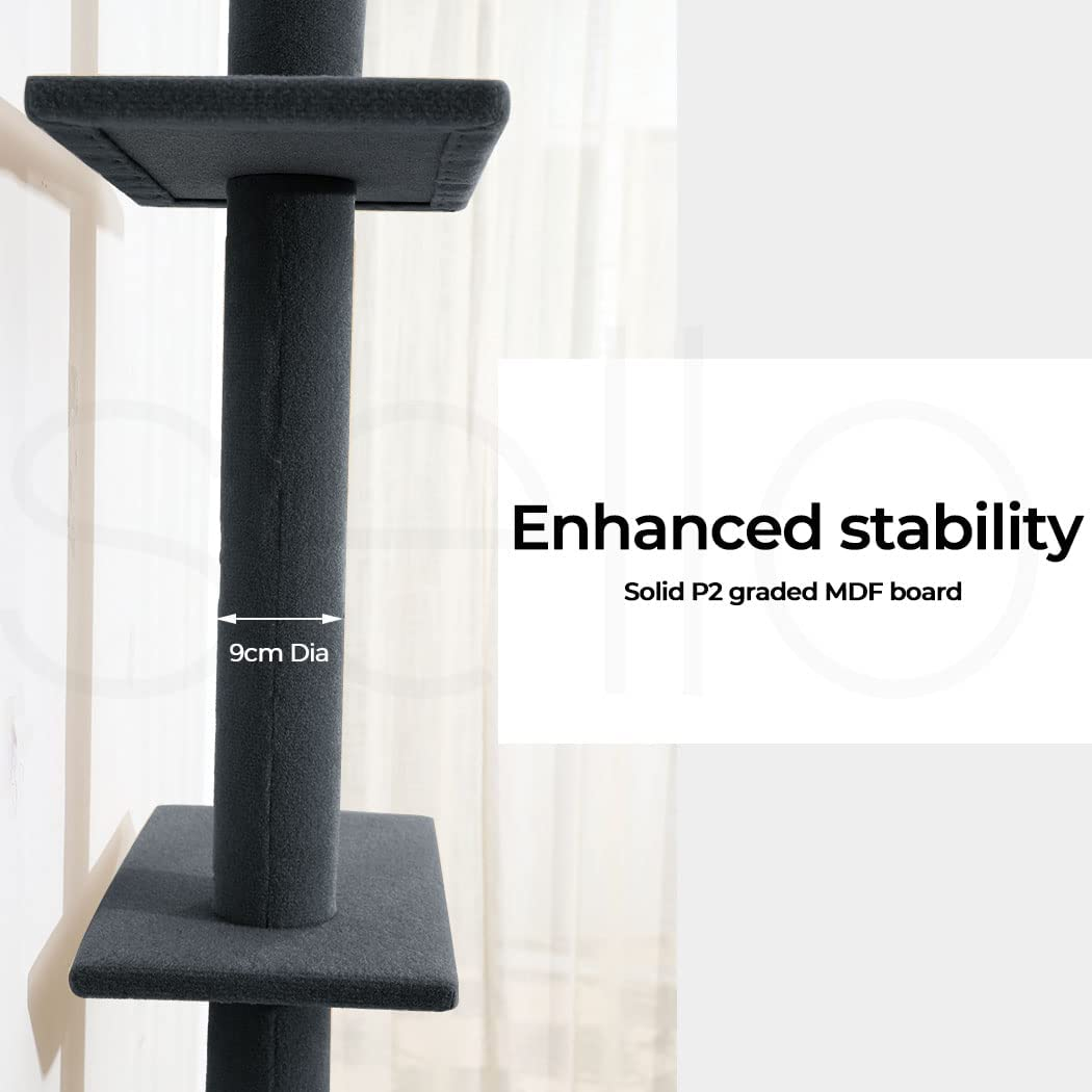 Pawz Scratching Post Furniture Condo Tower House High Ceiling Cat Tree Scratcher, Black - Brown image number 4