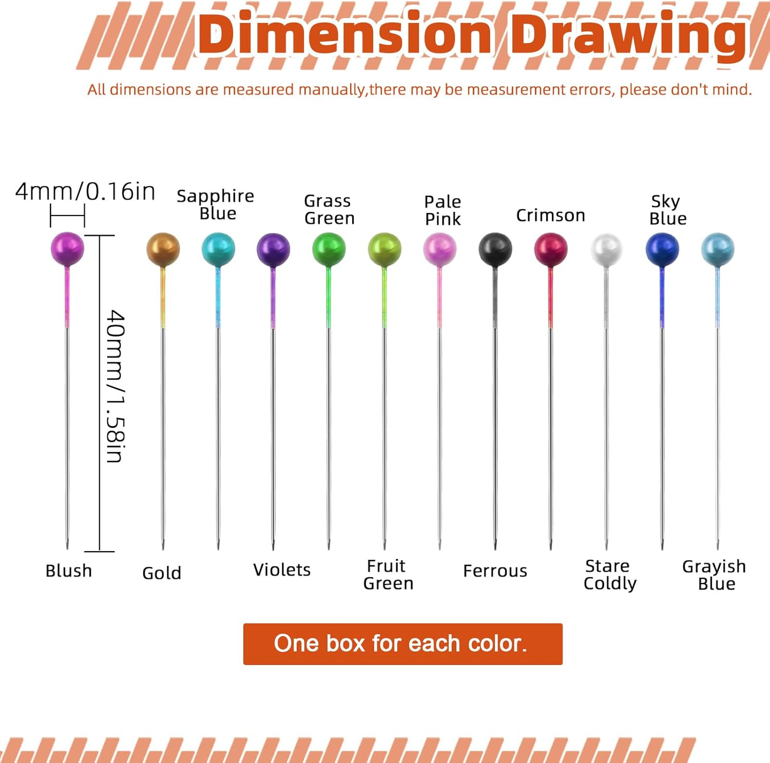 Tanstic 1200Pcs 12 Colors Sewing Pins Kit, 1.57 Inch Straight Pins with Colored Heads, Pearlized Ball Head Quilting Pins Craft Positioning Pins for Dressmaker, Jewelry DIY Decoration, Sewing Projects image number 1