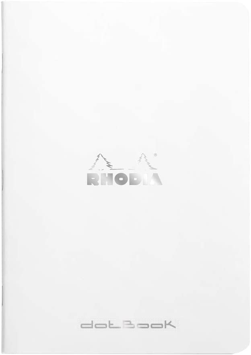Rhodia 119200C - White Piqu&eacute; Notebook - A5 - Dot Dot - 96 Pages - White Clairefontaine Paper 80 G/M - Soft, Resistant and Waterproof Coated Card Cover - Classic