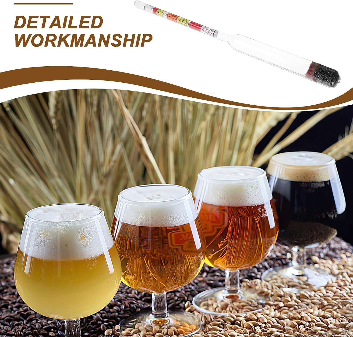 Concentration Hydrometer: Alcohol Hydrometer Test Beer Hydrometer Liquor Wine Tester Supplies Scale image number 2
