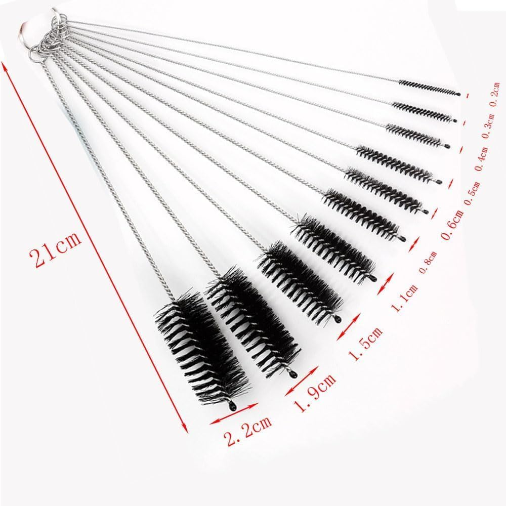 Cleaning Brushes 10 Variable Sizes, Reusable Straw & Bottle Brushes, Small Pipe Cleaner, Black image number 1