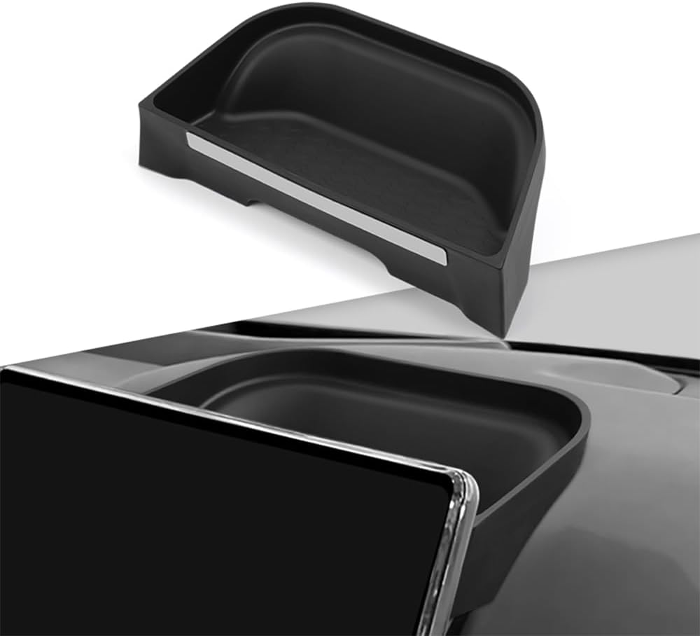 For BYD Shark 6 Center Console Screen Back Storage Box, Silicone, Adhesive-Backed, Black, Dashboard Organizer 2024-2025