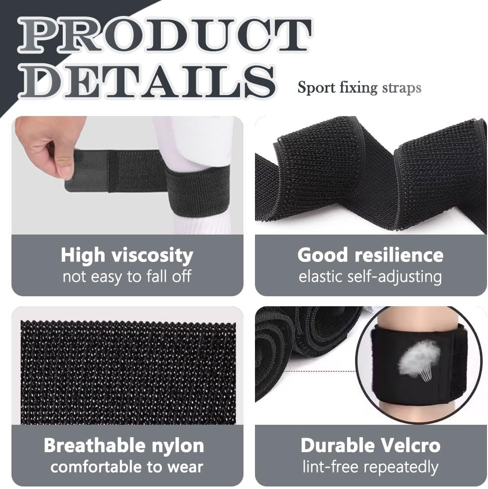 Sxutop Pack of 6 Non-Slip Shin Pads Holder Football Shin Guard Strap Football Sock Holder with Velcro Fastening Straps for Breathable and Ankle Protectors Men Women and Children