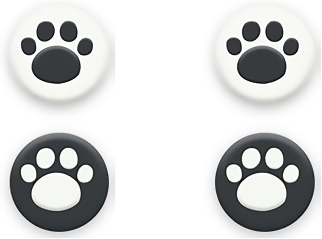 Thumb Grip Caps for Steam Deck LCD, Silicone Thumbsticks Grips Joystick Caps for Steam Deck OLED - Cat Paw Black & White 4PCS