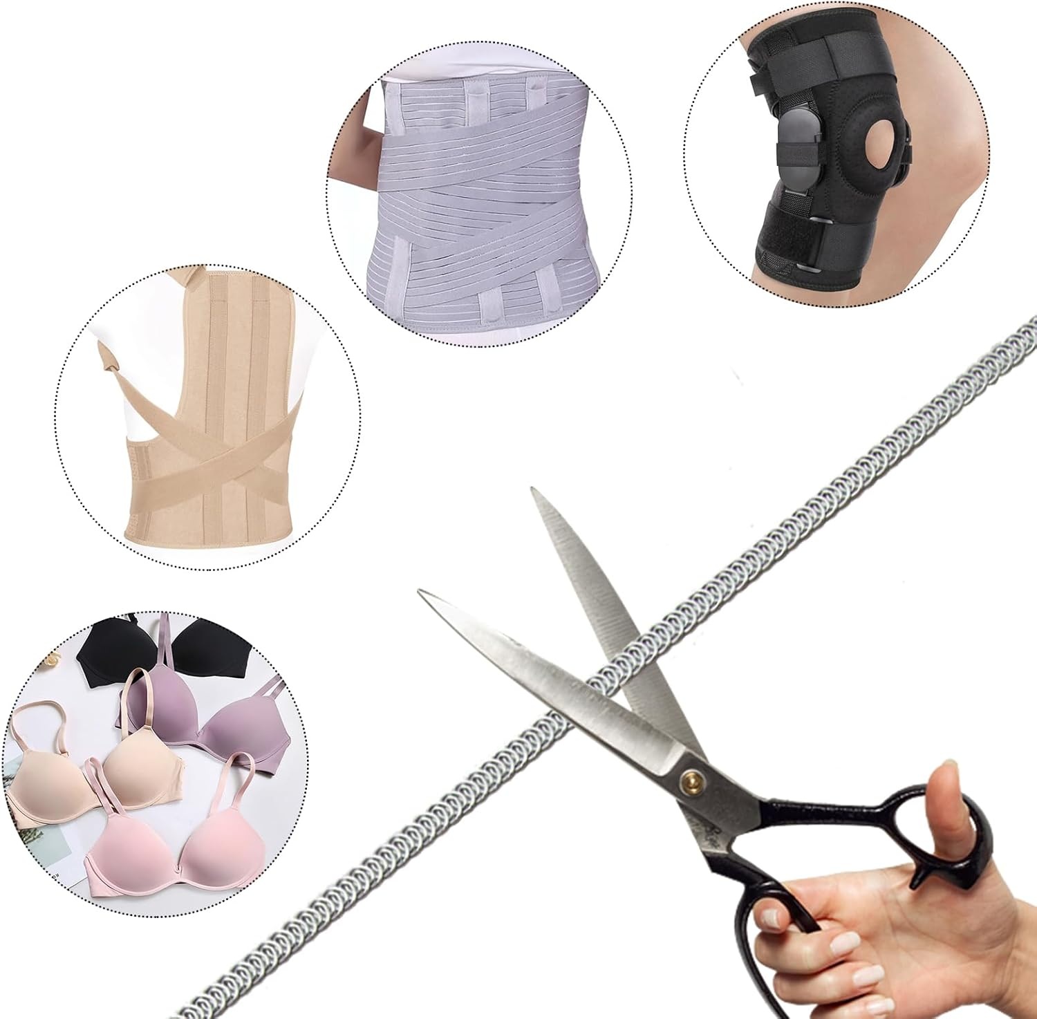 10 Yards 1/4" Metal Steel Corset Boning Spiral Boning Precut with 50 Steel Boning Tips Structure and Form for Sewing Corset, Costume, Collar, Cuff and More (6Mm) image number 2