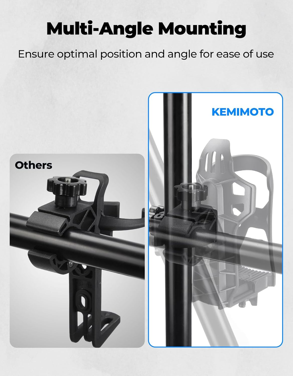 KEMIMOTO Cup Holder 12Oz-28Oz for ATV Motorcycle Scooter Bike Boat Stroller Wheelchair Golf Push Cart Tractor Crocodile Bite Design Drink Holder Water Bottle Holder with 0.6&rdquo;-1.56&rdquo; Strong Metal Clamp image number 2