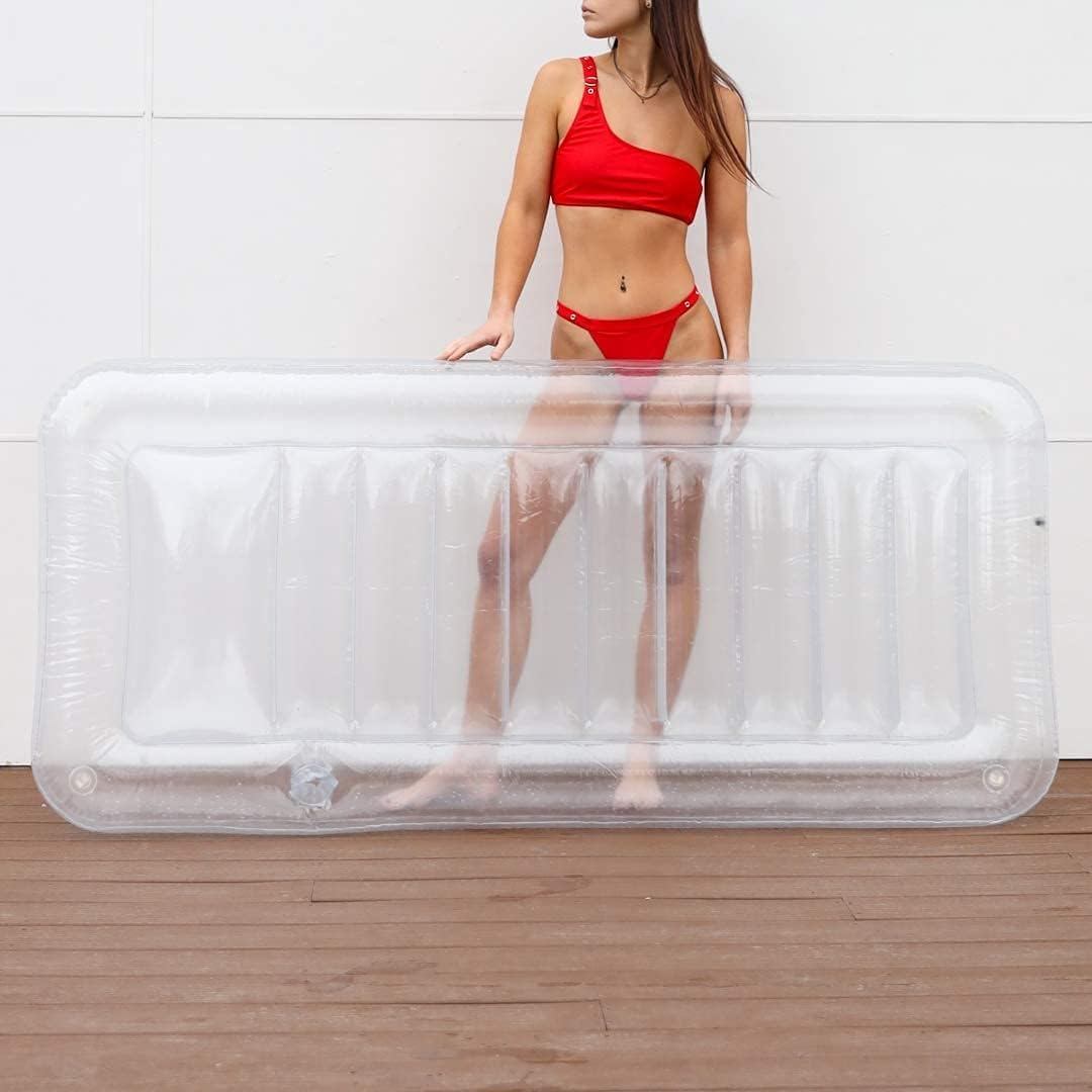 Clear Lounger by L&Ocirc;TELI - Transparent Inflatable Chaise Pool Float for Adults & Kids - Minimal Aesthetic for Pool Parties, Summer Fun & Ultimate Relaxation - Durable & Easy to Inflate - Cup Holder image number 3
