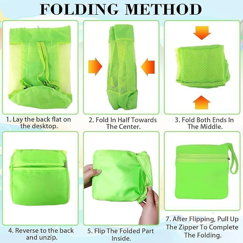 Shuoteng Drawstring Beach Toy Bag, 1Pc Portable Mesh Backpack Beach Tote, Drawstring Beach Shell Toy Bag Mesh Backpack for Pool, Green