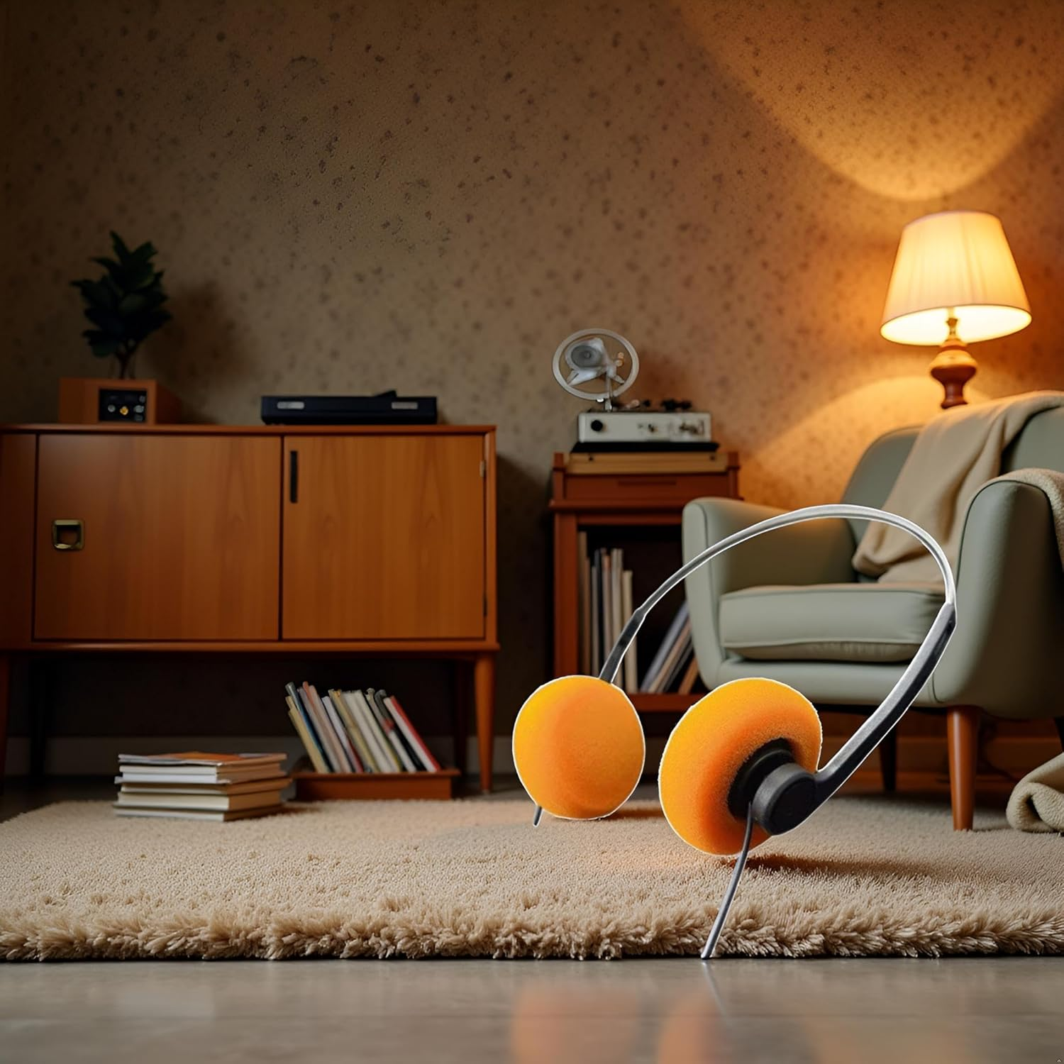 Calsgkspray Orange Retro Over-Ear Headphone,Vintage Feelings Underwire Headphone,Retro Lightweight Earphones,Hi-Fi Stereo Earphone Headset,Walkman Headphone and Earbuds Small and Light image number 3