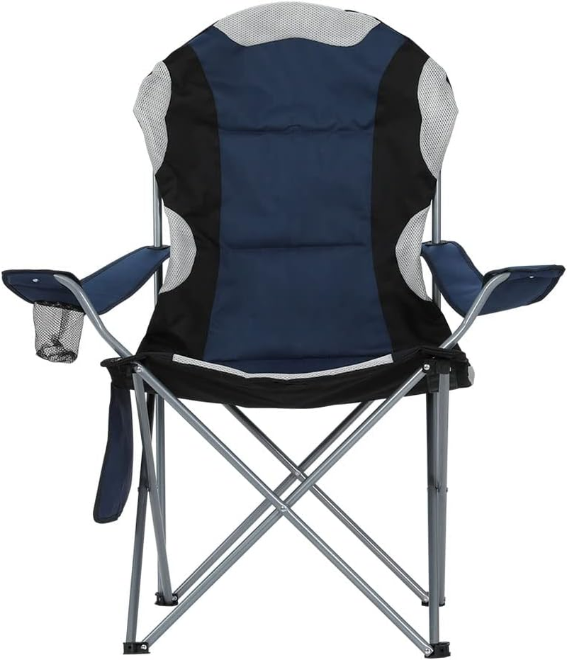 Weisshorn Set of 2 Camping Chairs, Outdoor Armchair Lounge Beach Chair Portable Folding Lightweight Camp Lounger Travel Hiking Fishing Picnic Gear, with Carry Bag Drink Holder Foldable Navy - Grey image number 2