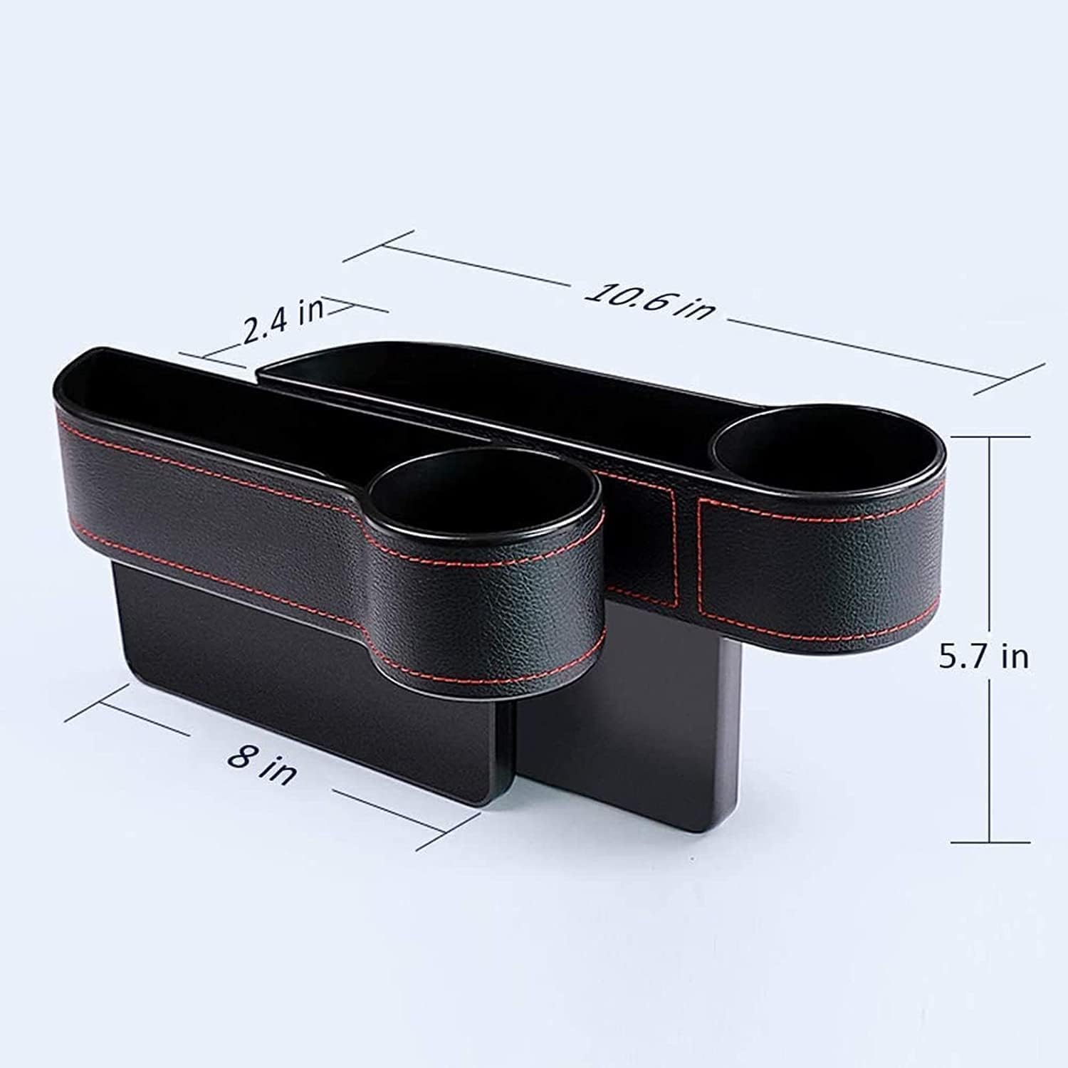 2PCS Car Seat Gap Filler Organizer, Auto Premium PU Leather Console with Cup Holder, Multifunctional Car Organizer Front Seat Pocket for Interior Essential image number 1