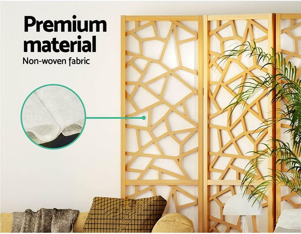 Artiss Room Divider, 4 Panel Folding Wooden Privacy Portable Screen Shelf Dividers Partition Wall Screens Home Pet Child Indoor Balcony Bedroom Furniture, Separator Water-Resistant Natural image number 1