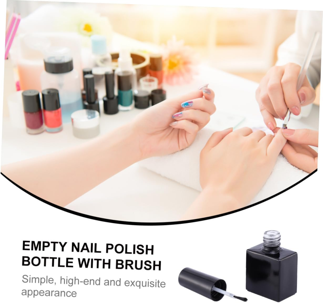 Baluue Empty Nail Polish Bottles 12Pcs 10Ml Black round Glass Containers with Brush Caps Refillable Nail Polish Dispensers and DIY Manicure Tools image number 4