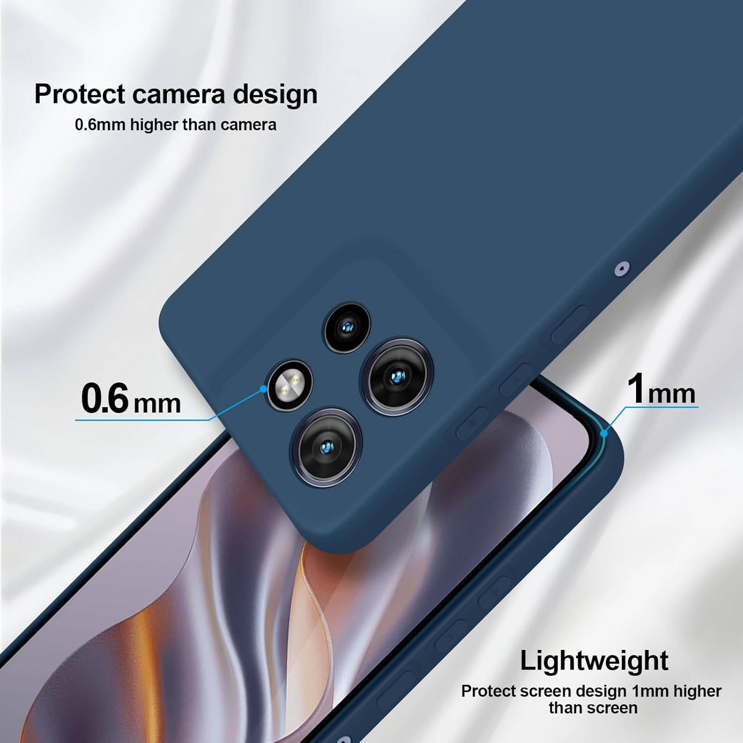 Giiyoon Case Compatible with Motorola Edge 50 Neo, Silky-Soft Touch Full-Body Protective Phone Silicone Case, Shockproof Cover with Microfiber Lining, Blue