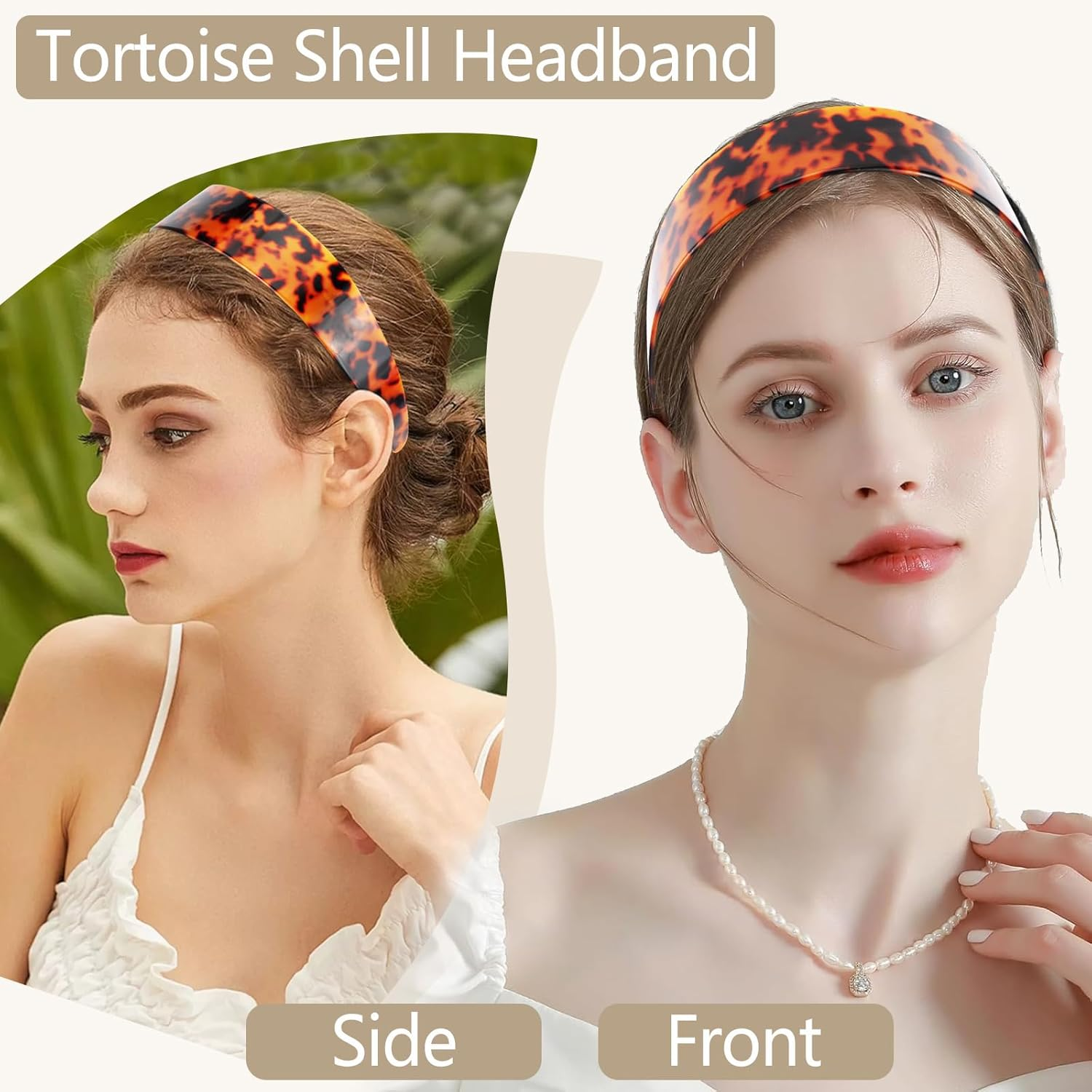 Vovii Tortoise Shell Headband with Teeth for Women, Wide Acetate Leopard Plastic Hair Band for Women'S Hair No Headache No Slip image number 4