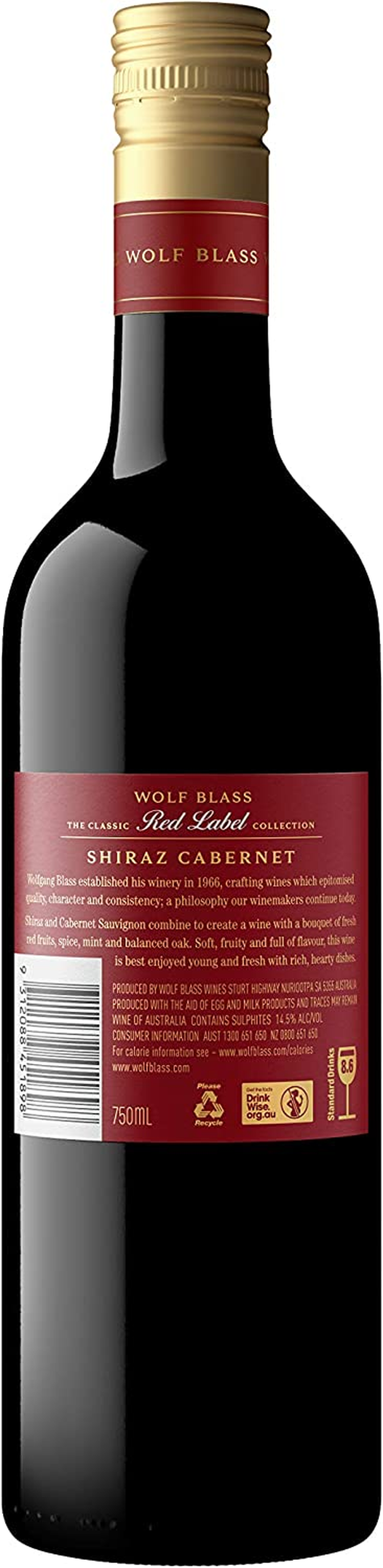 Wolf Blass Red Label Shiraz Cabernet Red Wine 750 Ml (Case of 6) image number 2
