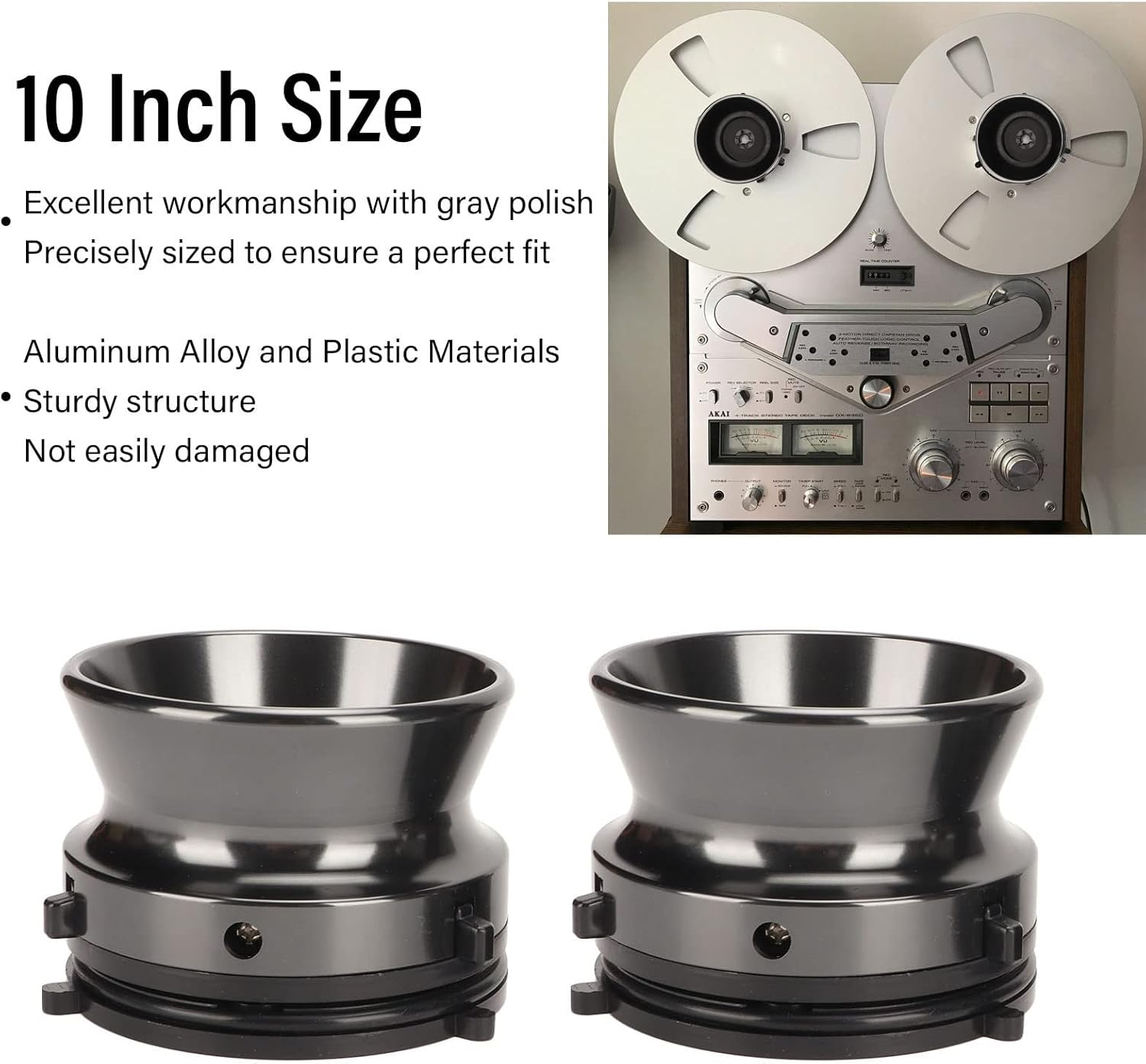 1 Pair Nab Hub Adapters, Professional Aluminium Alloy Polished 10 Inch Opener, Universal Nab Hub Adapters for Studer Revox for Akai for Teac