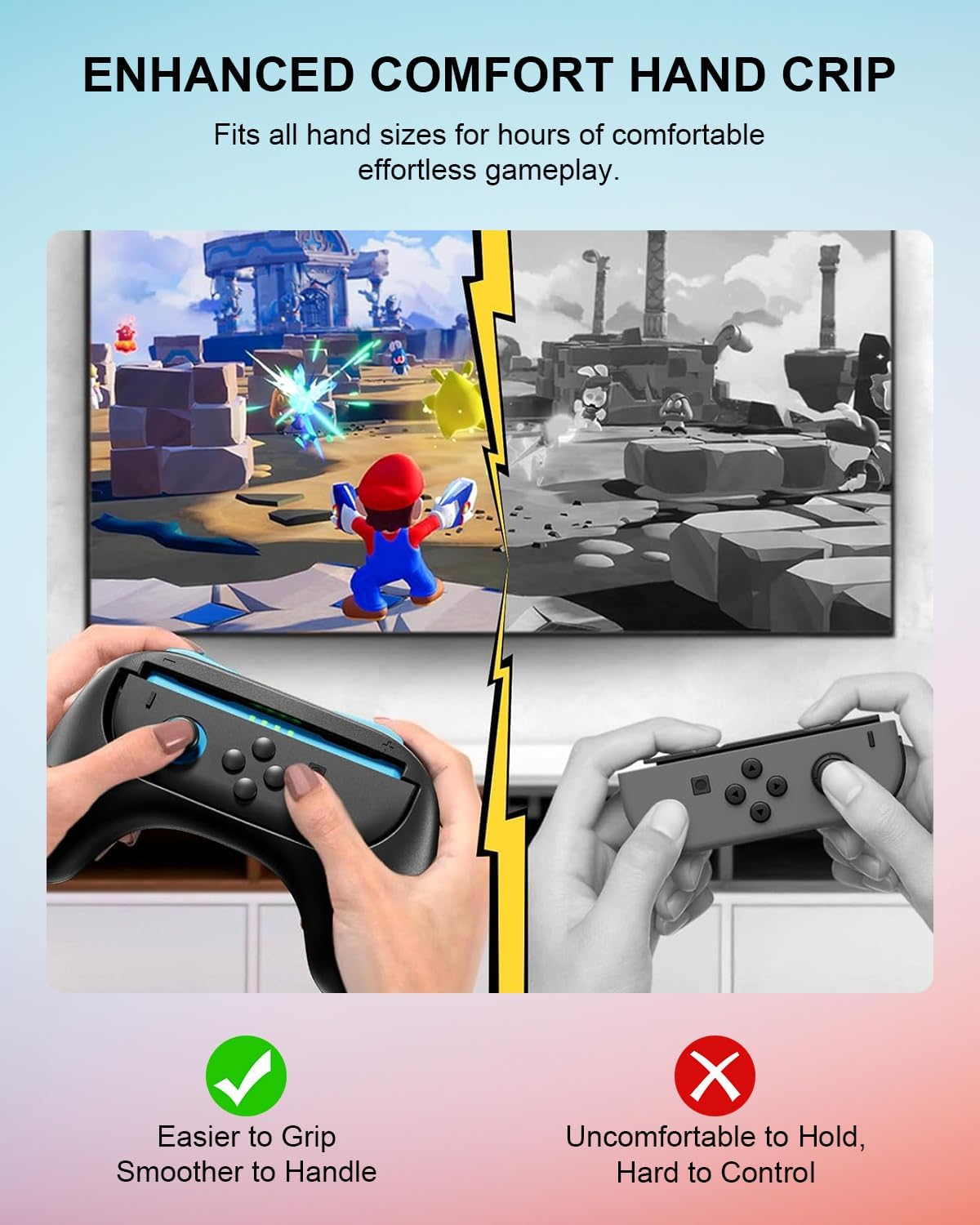 T Tersely Grips for Nintendo Switch 2 Joycon Controller 2 Pack - Game Accessories Joy-Con Handheld Joystick Remote Control Holder Joy Con Kit - Blue&Orange image number 5