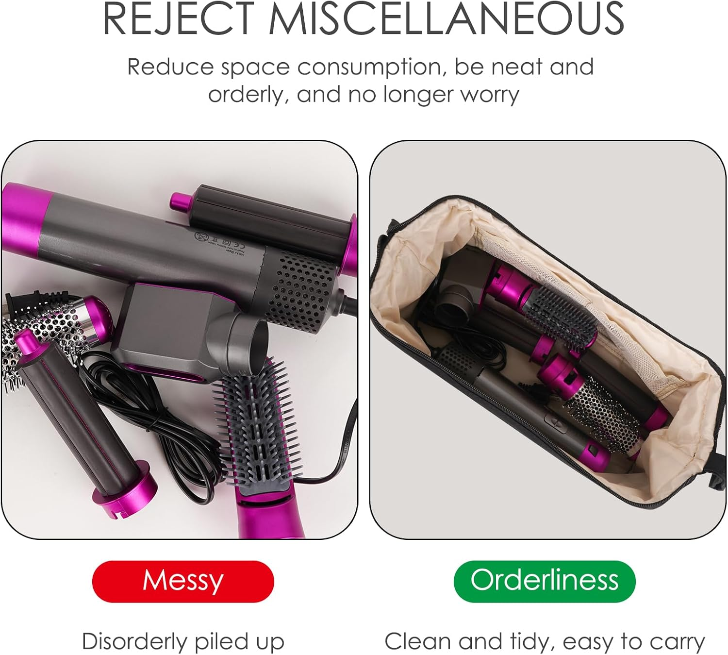 DODAMOUR Hair Tools Travel Bag, Large Capacity Beauty and Salon Tools Organizer with Zipper Closure, Portable Woven Pattern Storage Carrying Case for Home, Professional, and Travel Use (Black) image number 5