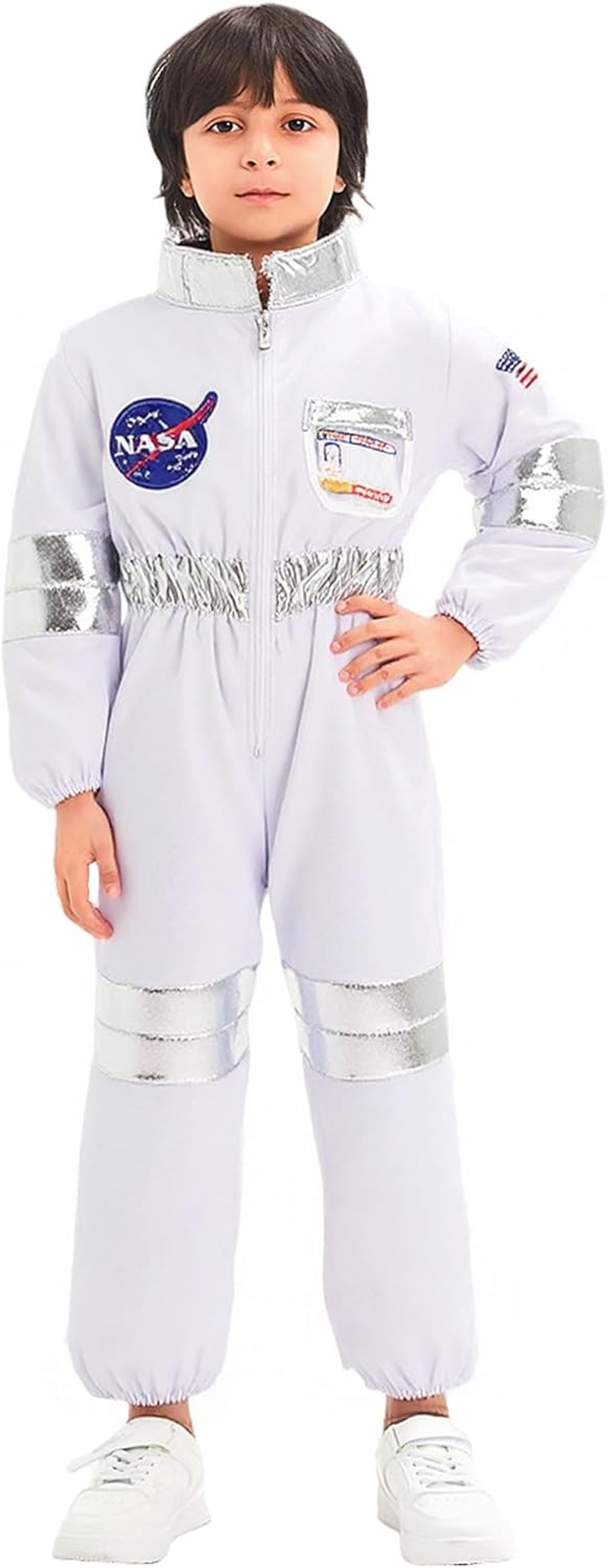 Kids Astronaut Costume NASA Space Jumpsuit for Boys,Girls Astronaut Outfit Halloween Dress Up image number 3