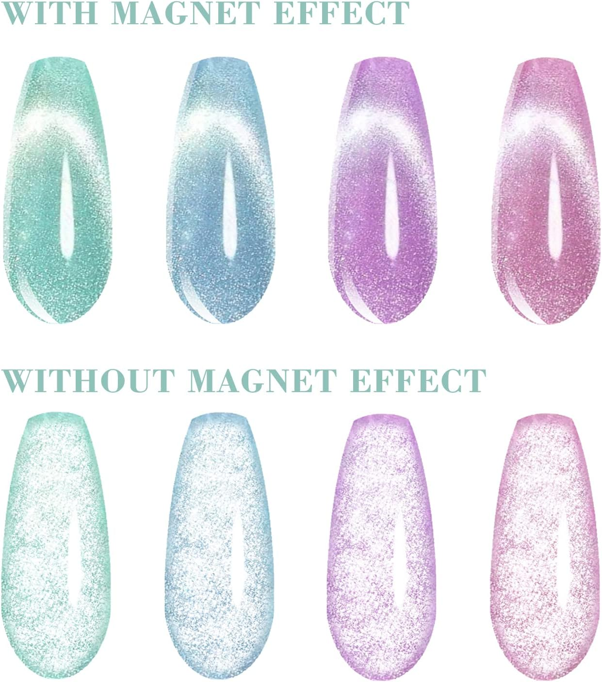 Vishine Galaxy Cat Eye Holographic Glitter Gel Nail Polish 4 Colors Set Soak off UV LED Light Starry Sky Effect Magic Gel Nail Polish Kit Manicure Nail Art Kit 8Ml image number 5