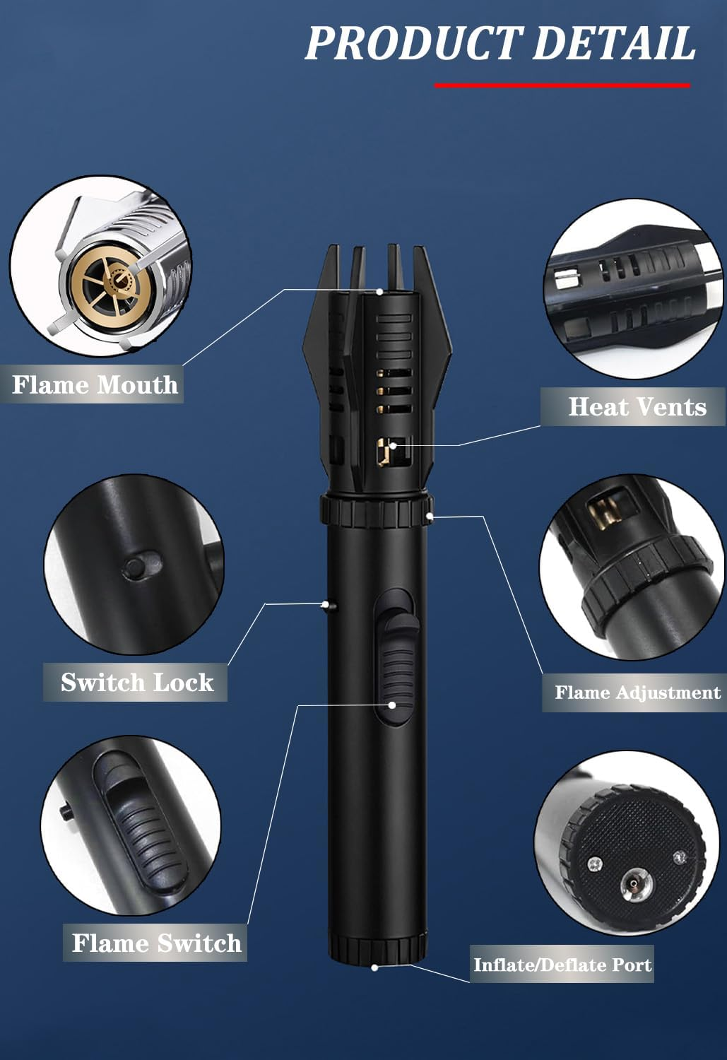 Torch Lighter - Windproof Jet Flame Lighter, Durable Zinc Alloy Body, Refillable, with Color-Changing Flame and Safety Lock.(Gas Not Include) - Green image number 5